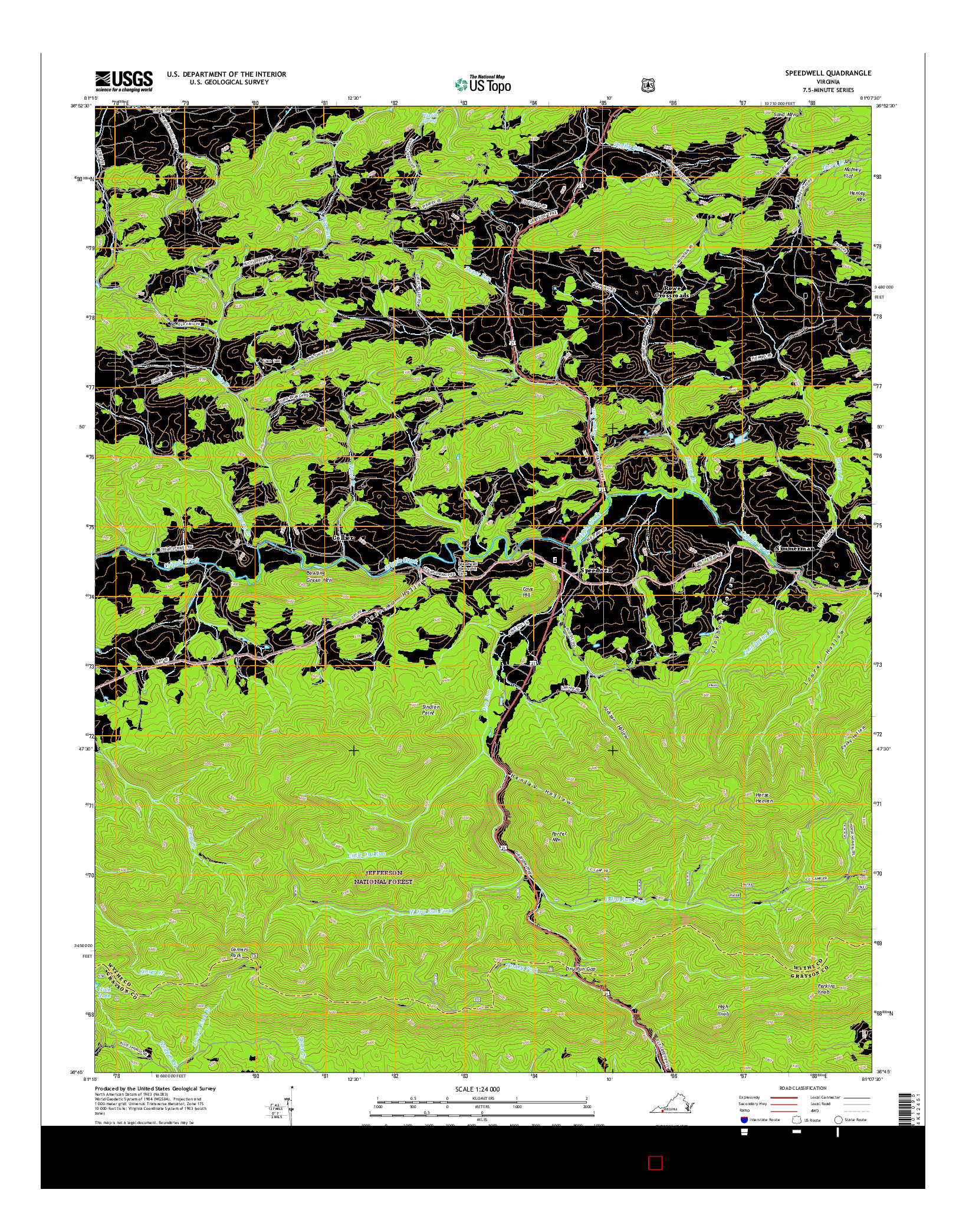 USGS US TOPO 7.5-MINUTE MAP FOR SPEEDWELL, VA 2016