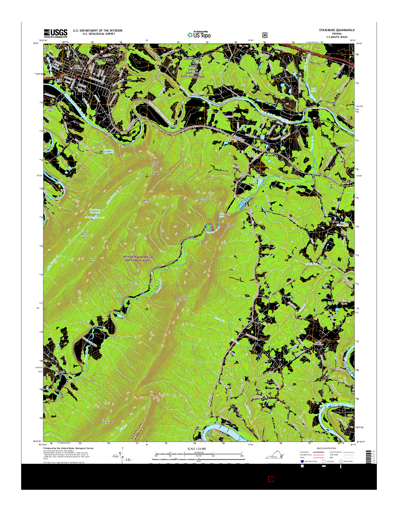 USGS US TOPO 7.5-MINUTE MAP FOR STRASBURG, VA 2016