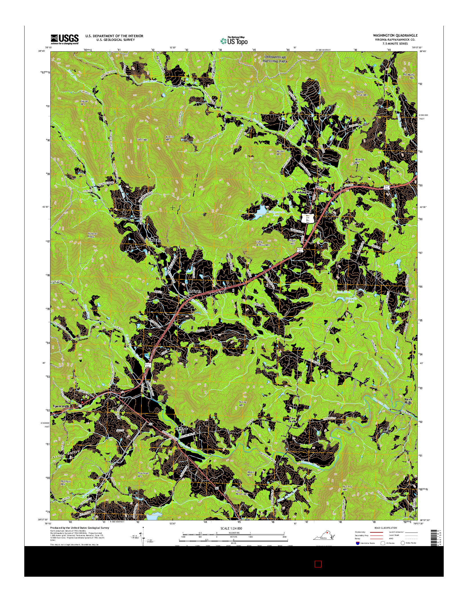 USGS US TOPO 7.5-MINUTE MAP FOR WASHINGTON, VA 2016