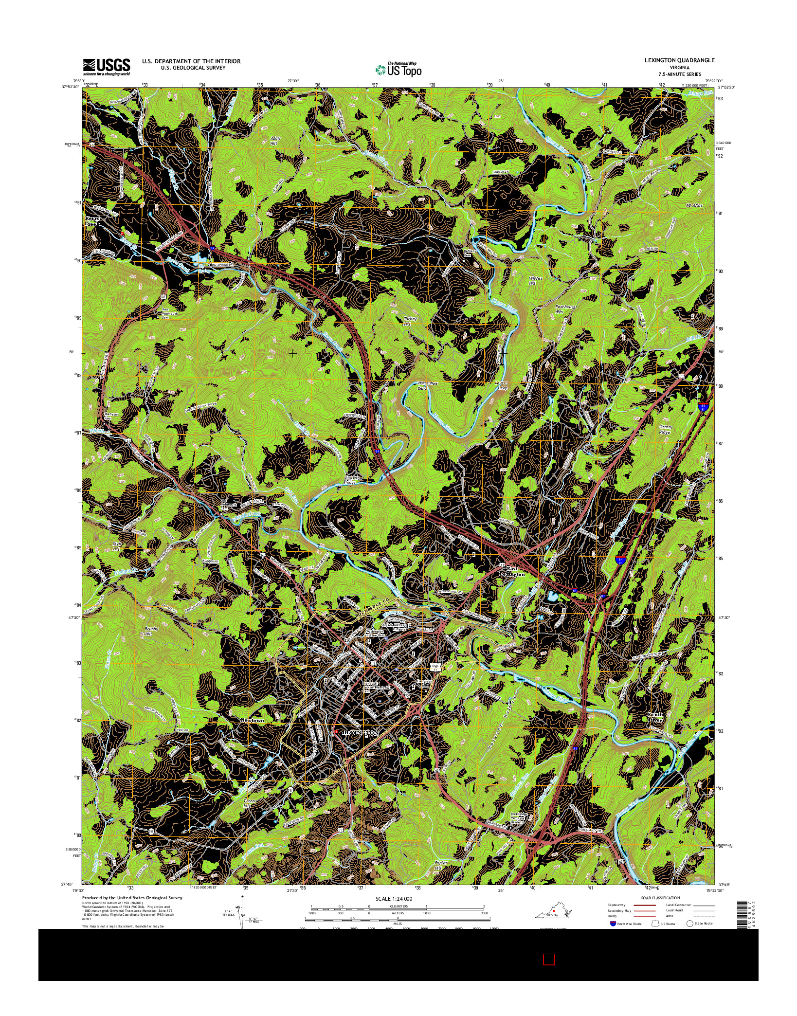 USGS US TOPO 7.5-MINUTE MAP FOR LEXINGTON, VA 2016