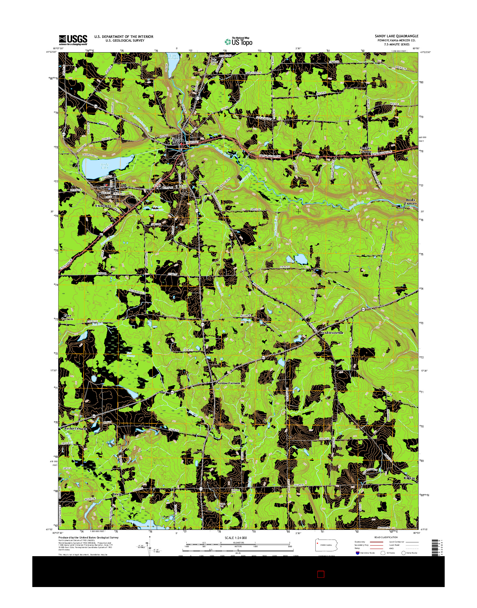 USGS US TOPO 7.5-MINUTE MAP FOR SANDY LAKE, PA 2016