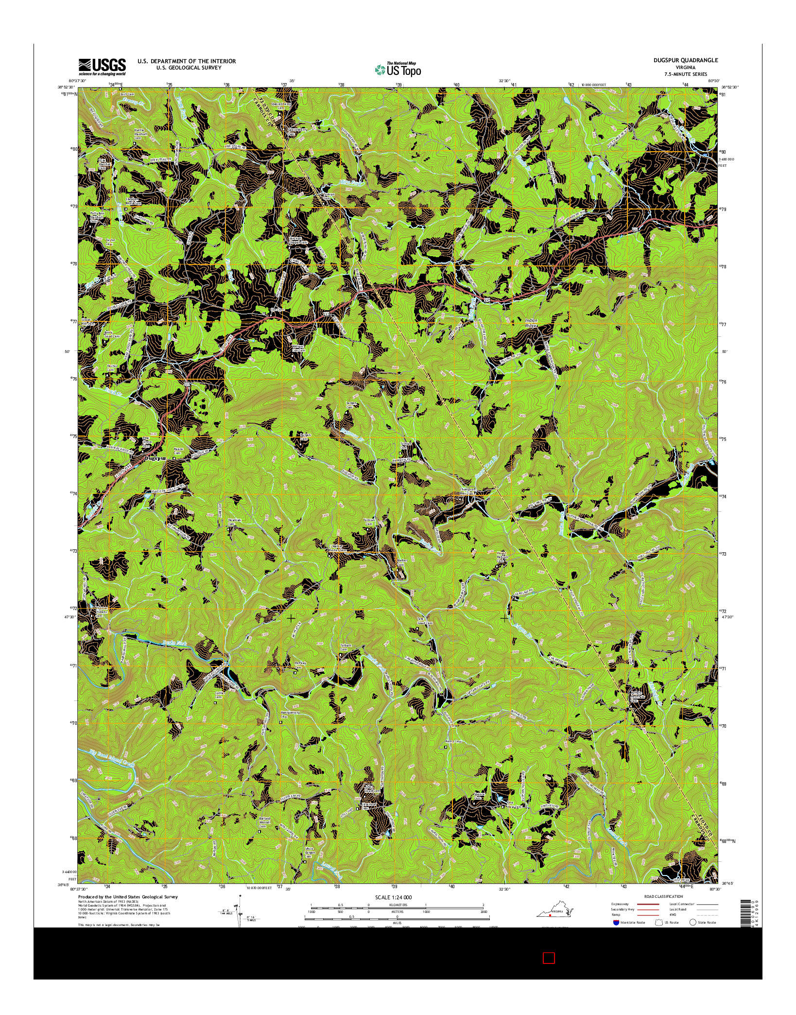 USGS US TOPO 7.5-MINUTE MAP FOR DUGSPUR, VA 2016