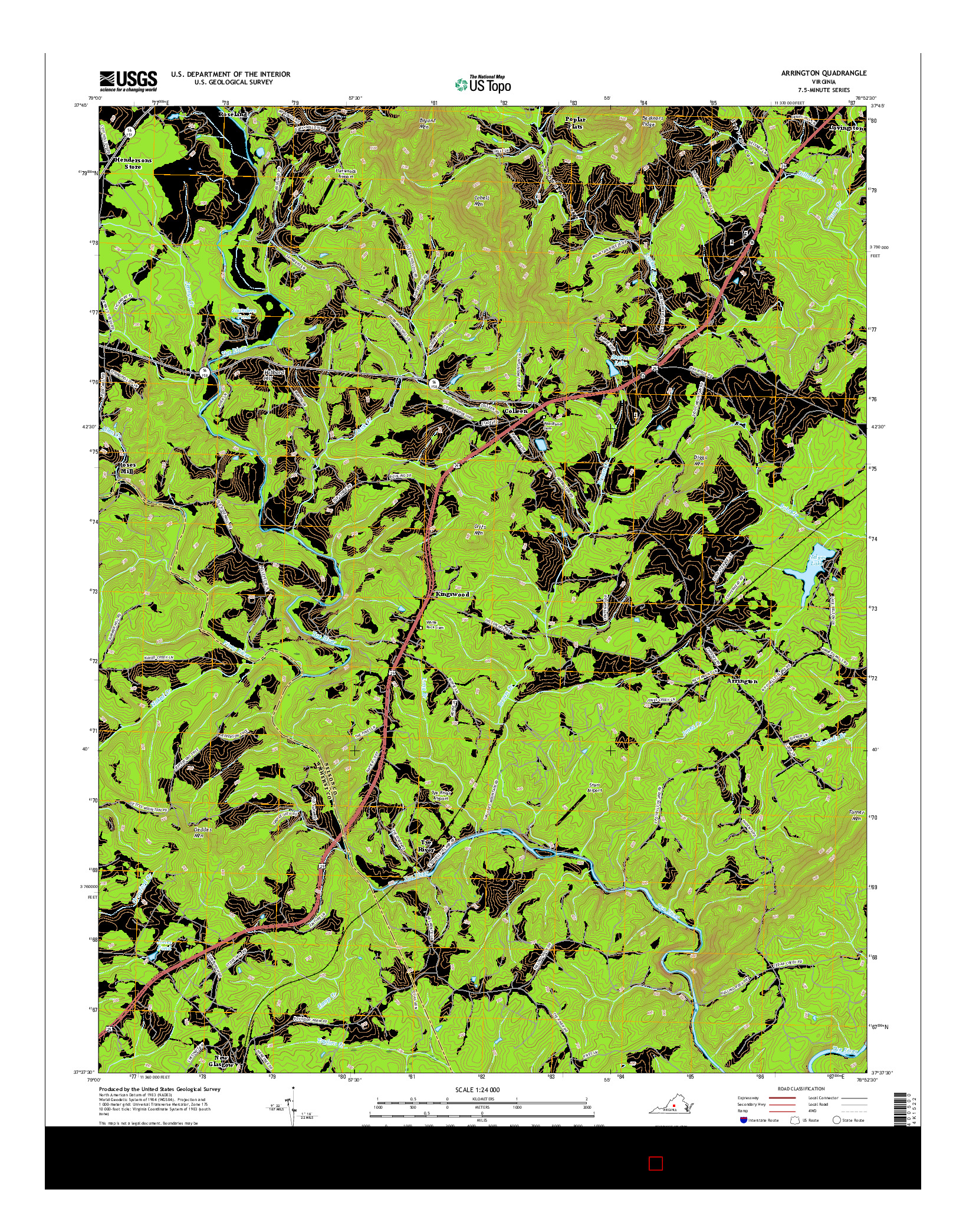 USGS US TOPO 7.5-MINUTE MAP FOR ARRINGTON, VA 2016