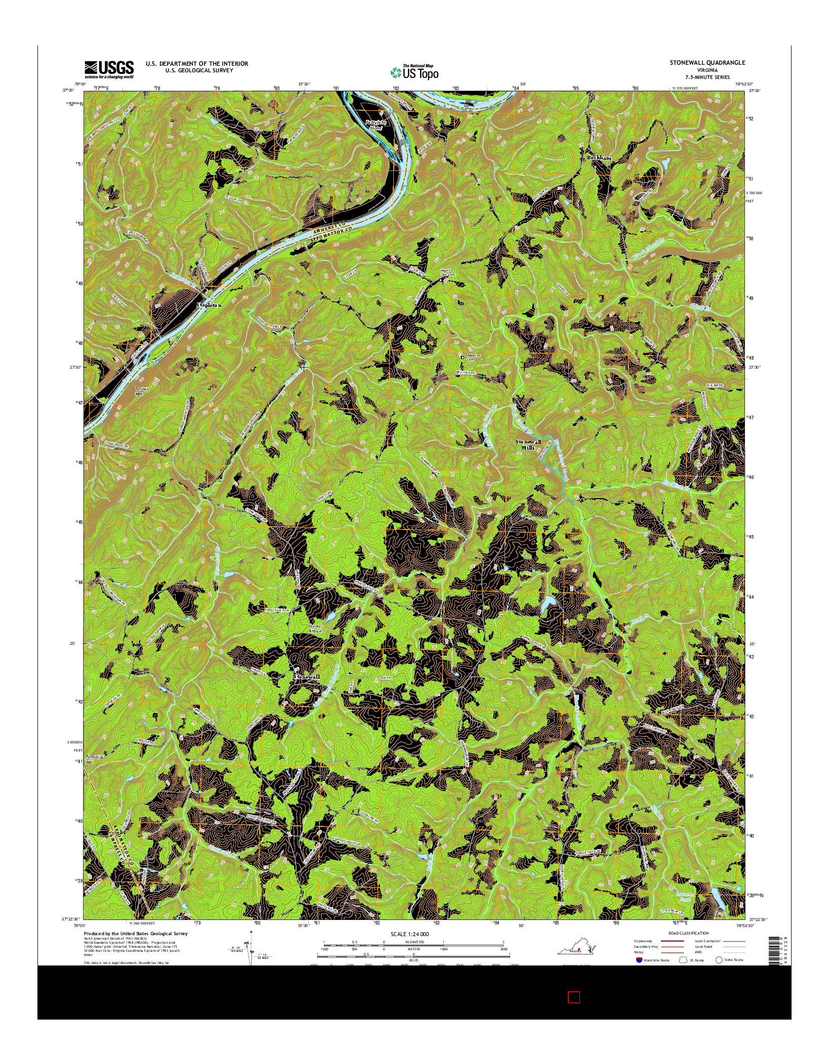 USGS US TOPO 7.5-MINUTE MAP FOR STONEWALL, VA 2016