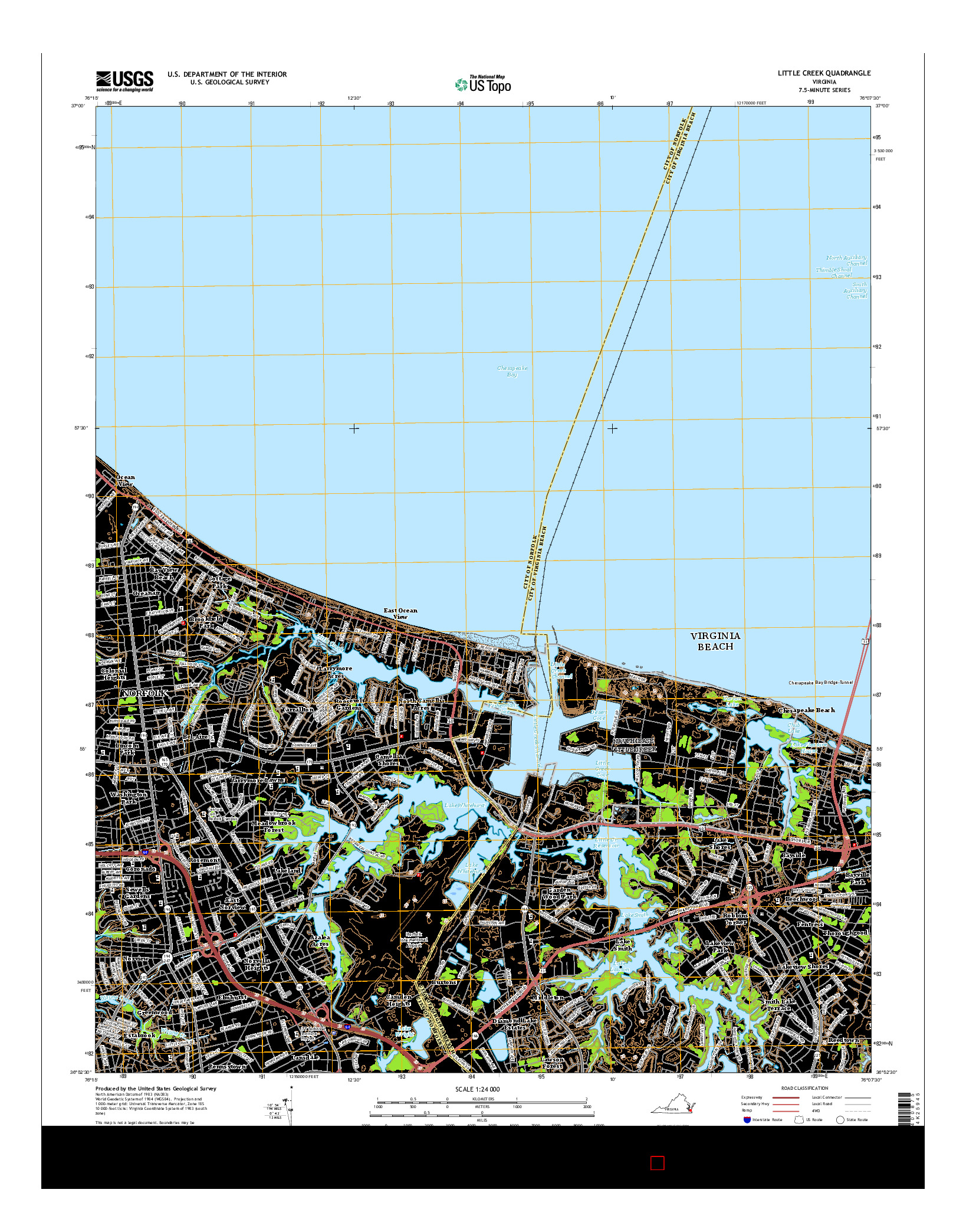 USGS US TOPO 7.5-MINUTE MAP FOR LITTLE CREEK, VA 2016