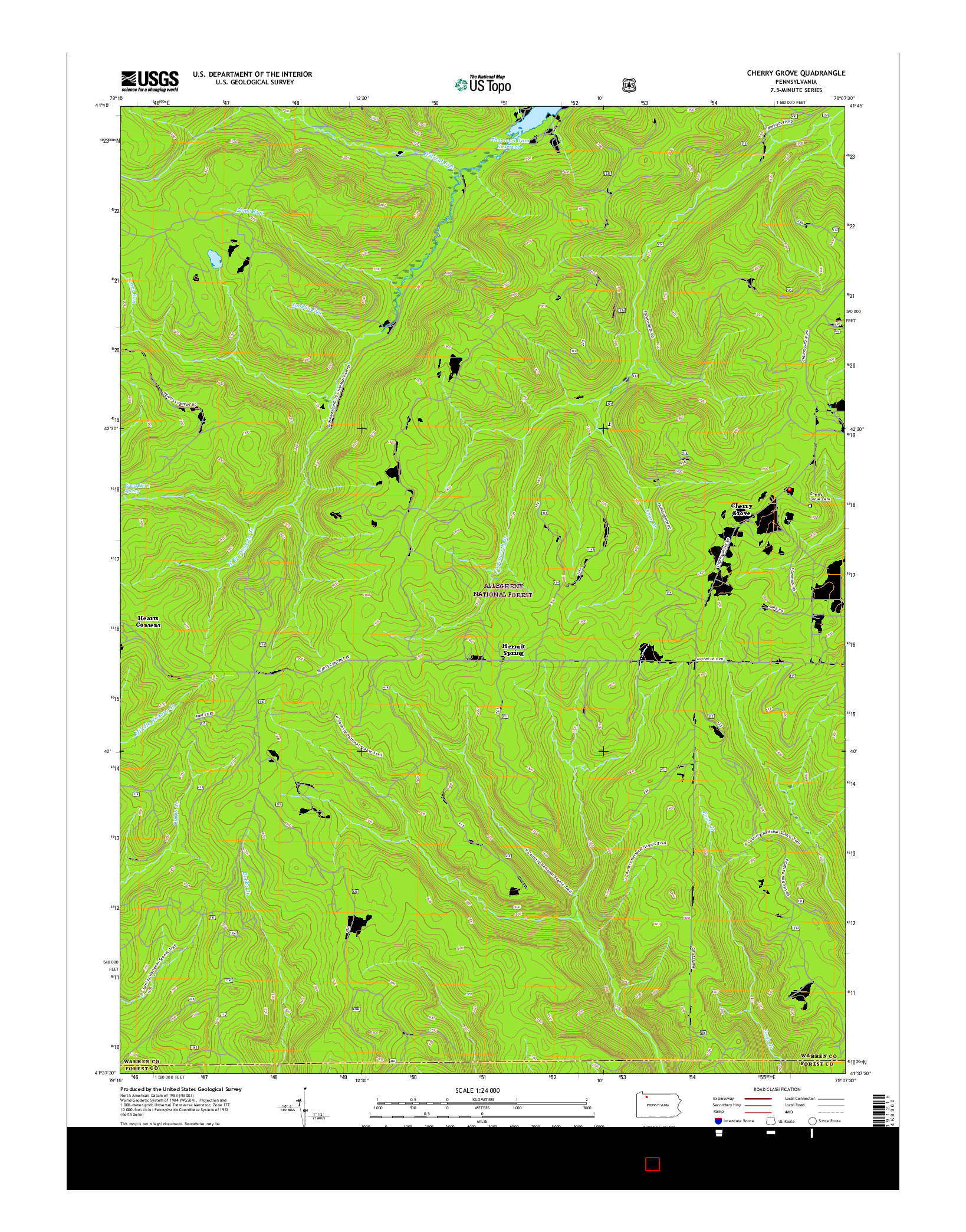 USGS US TOPO 7.5-MINUTE MAP FOR CHERRY GROVE, PA 2016