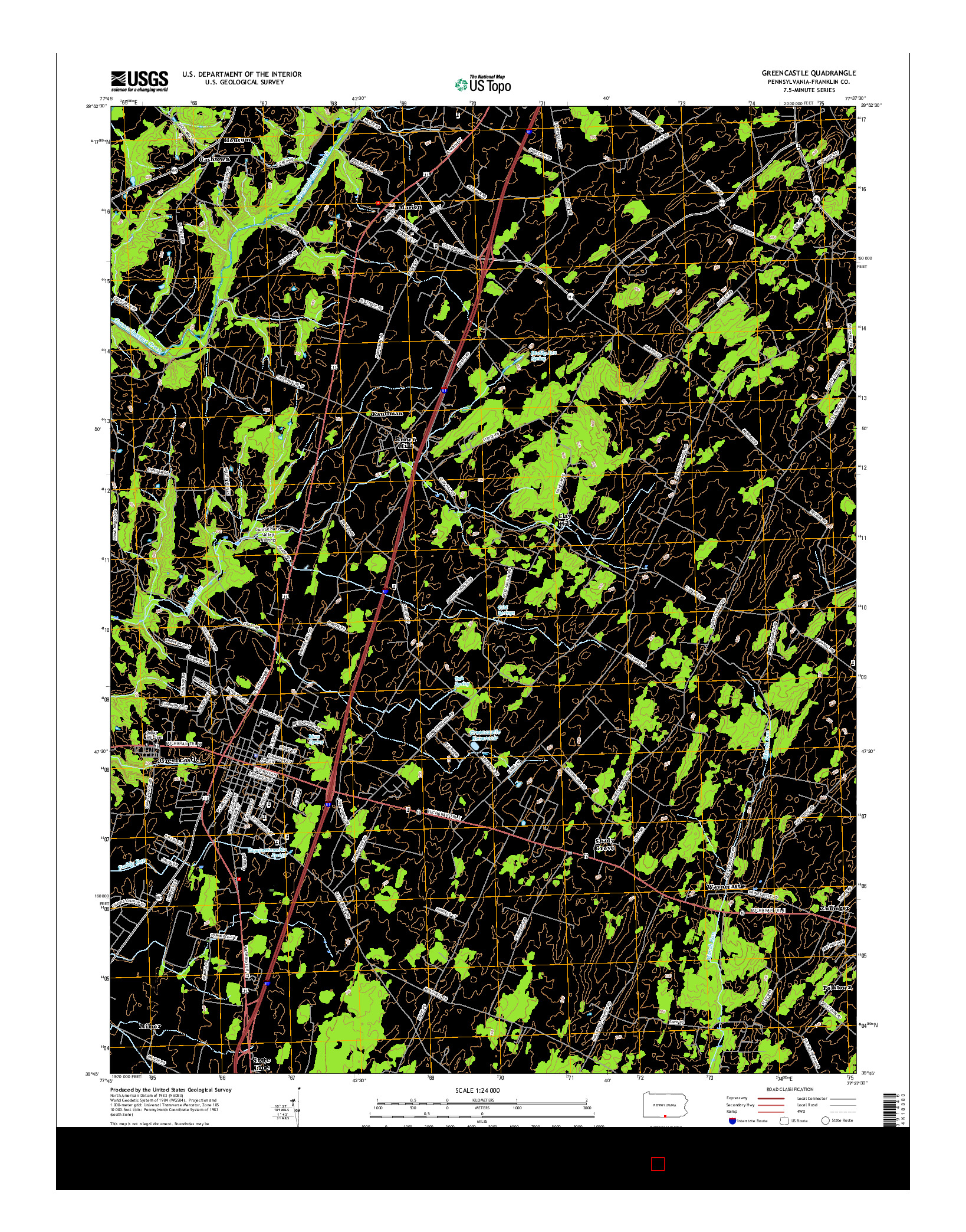 USGS US TOPO 7.5-MINUTE MAP FOR GREENCASTLE, PA 2016