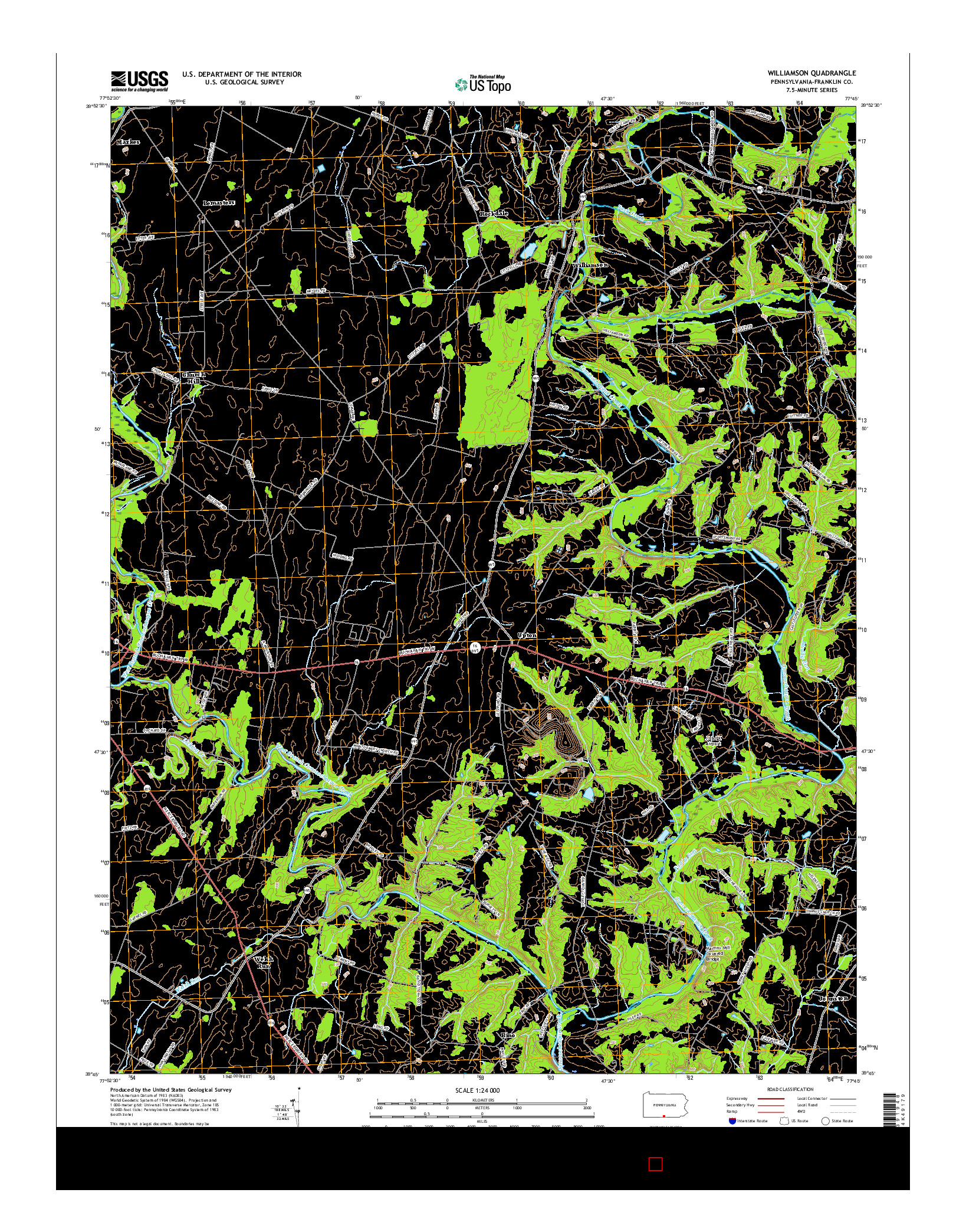 USGS US TOPO 7.5-MINUTE MAP FOR WILLIAMSON, PA 2016