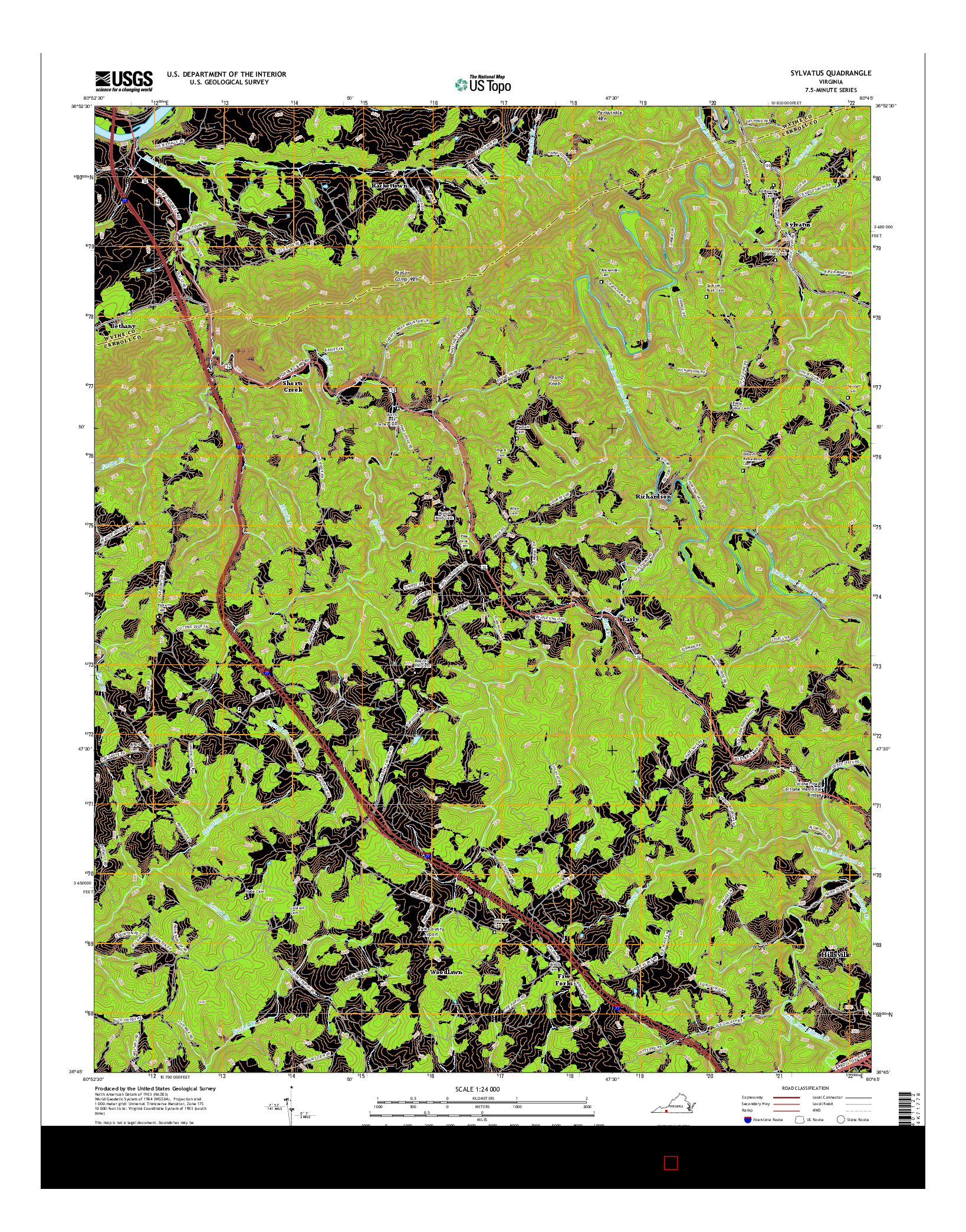 USGS US TOPO 7.5-MINUTE MAP FOR SYLVATUS, VA 2016
