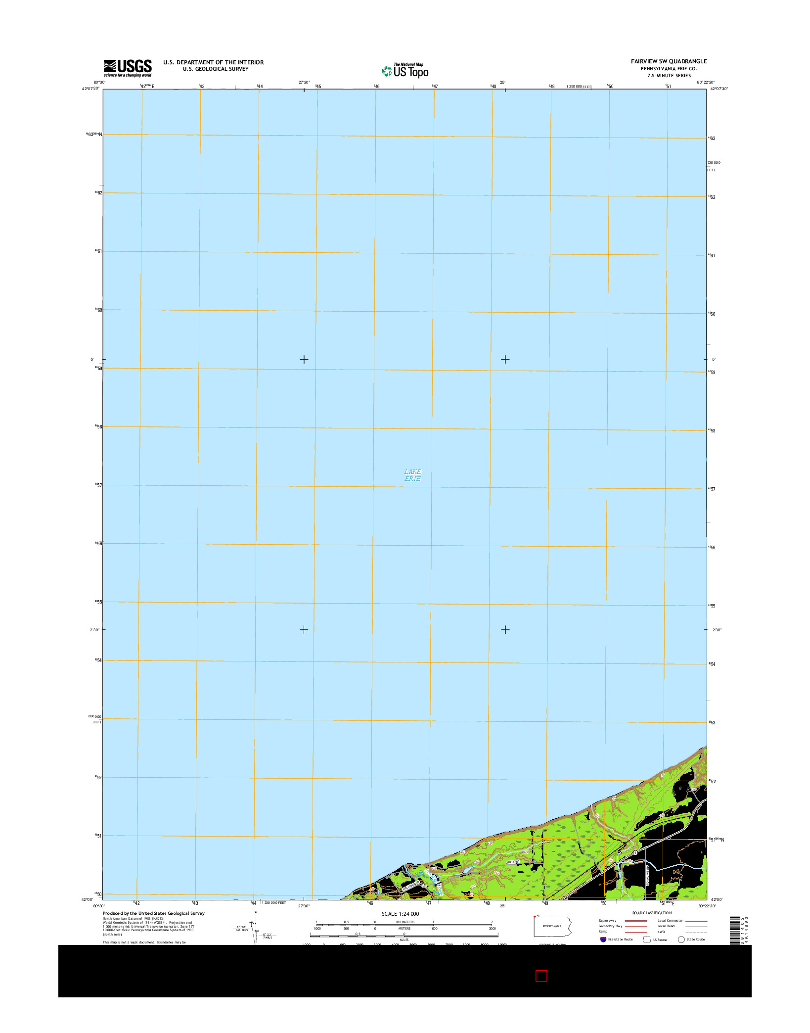 USGS US TOPO 7.5-MINUTE MAP FOR FAIRVIEW SW, PA 2016