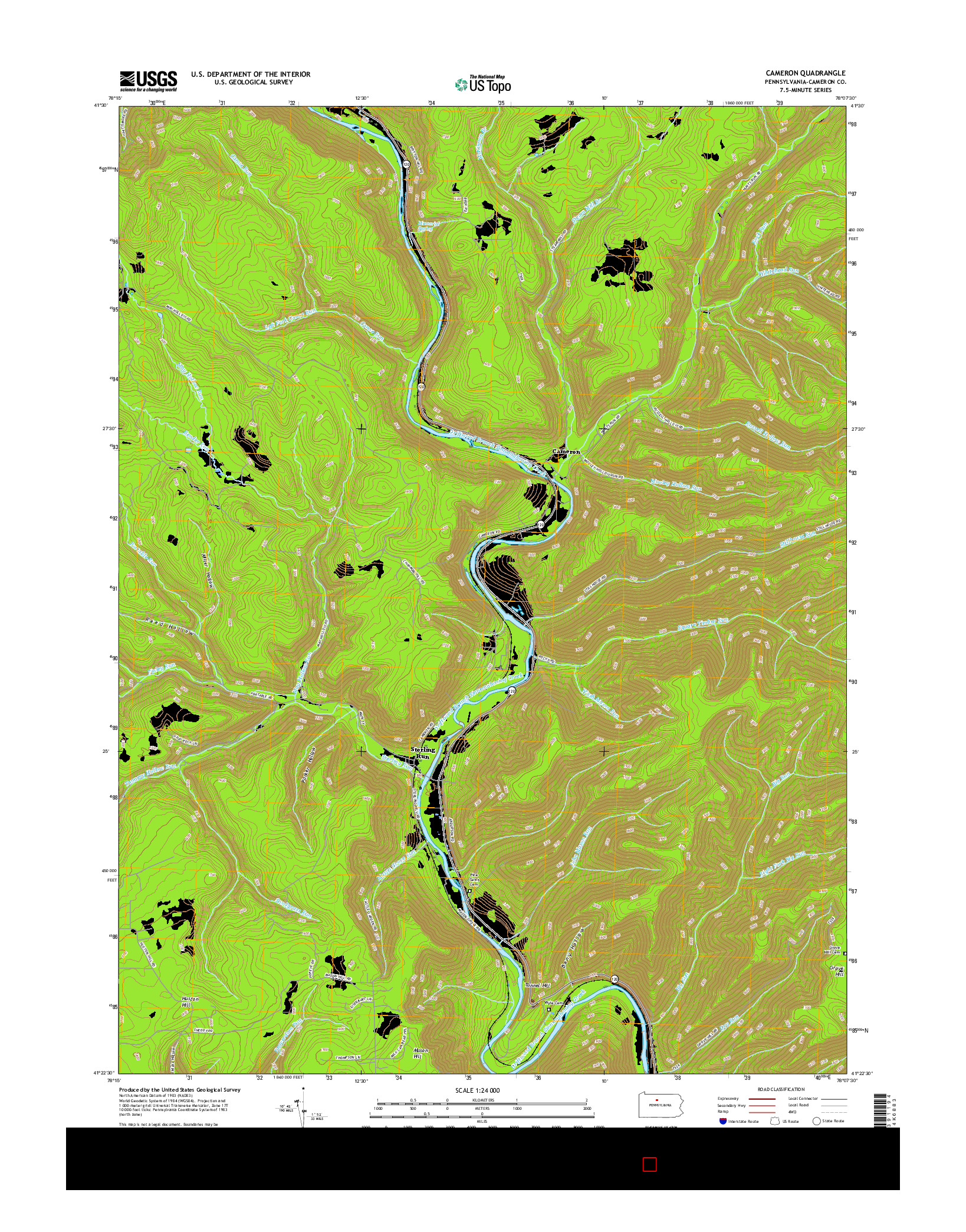 USGS US TOPO 7.5-MINUTE MAP FOR CAMERON, PA 2016
