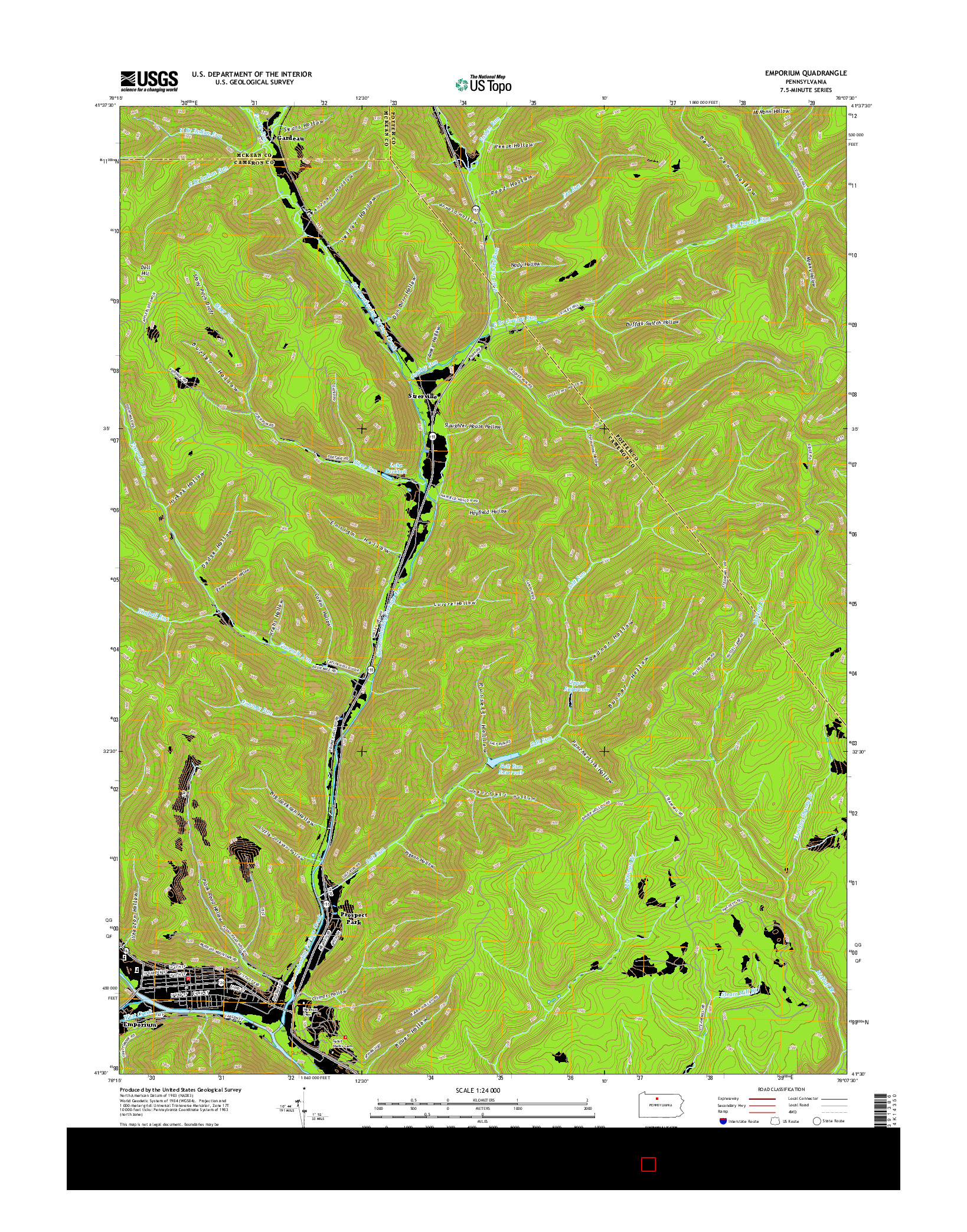 USGS US TOPO 7.5-MINUTE MAP FOR EMPORIUM, PA 2016