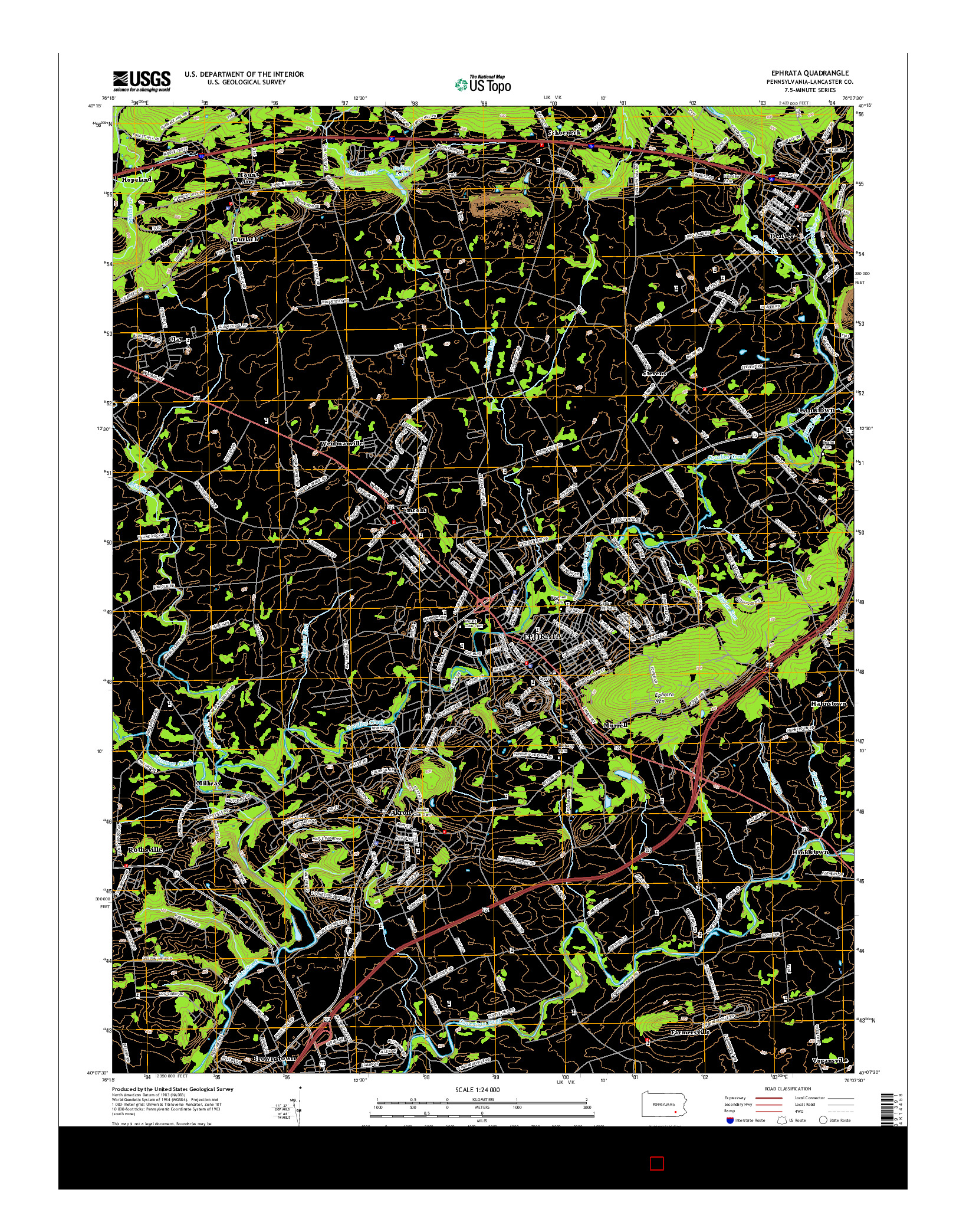 USGS US TOPO 7.5-MINUTE MAP FOR EPHRATA, PA 2016