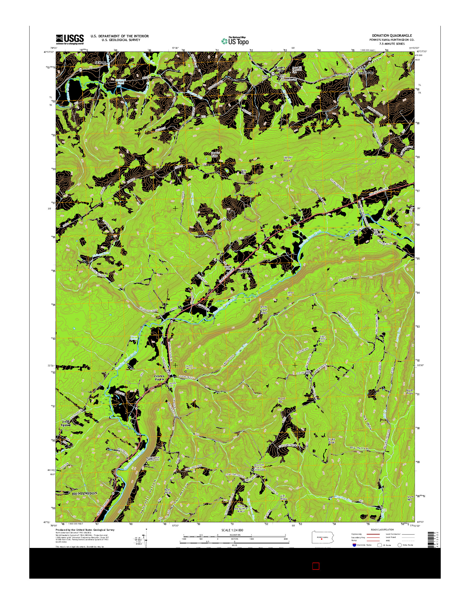 USGS US TOPO 7.5-MINUTE MAP FOR DONATION, PA 2016