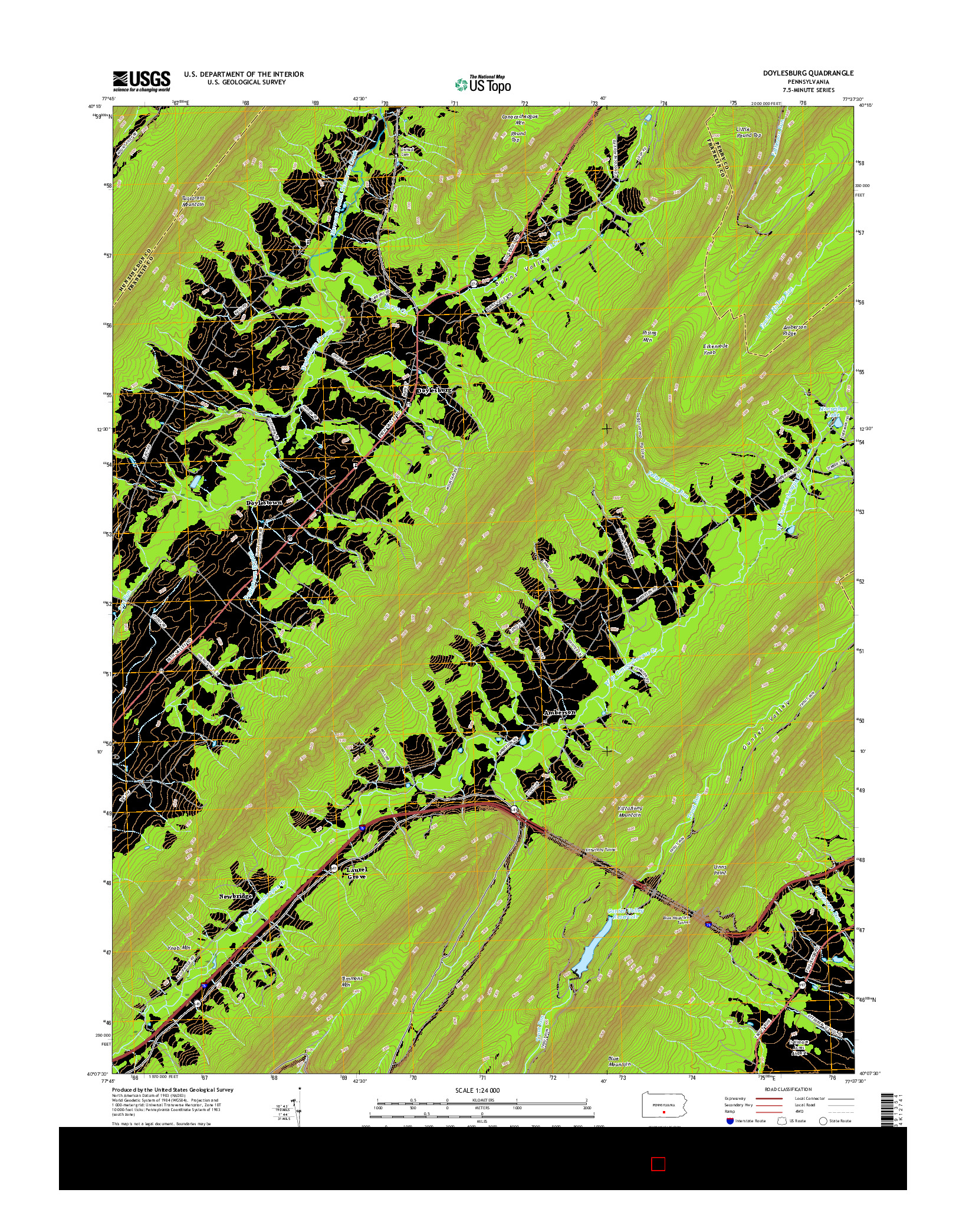 USGS US TOPO 7.5-MINUTE MAP FOR DOYLESBURG, PA 2016