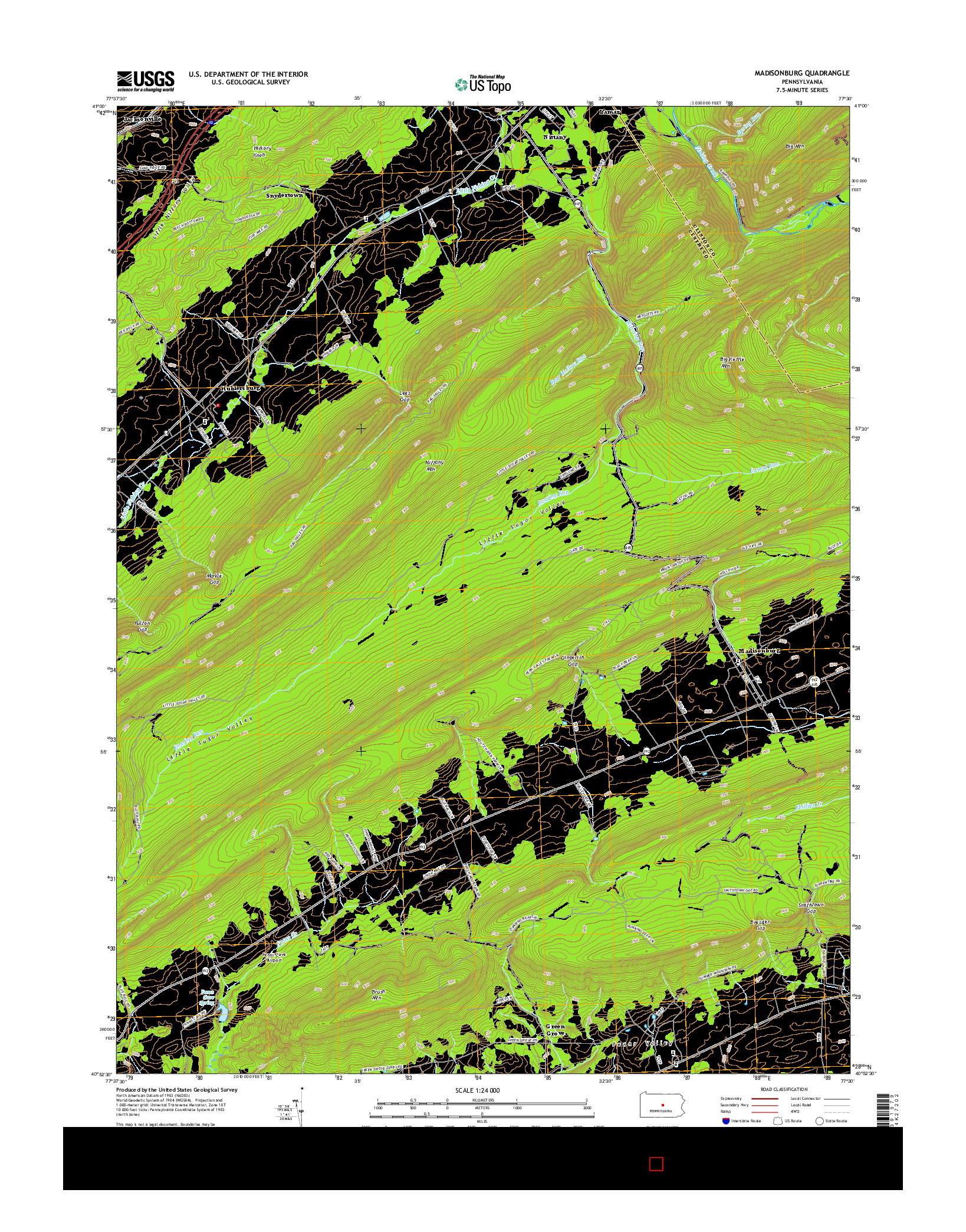 USGS US TOPO 7.5-MINUTE MAP FOR MADISONBURG, PA 2016