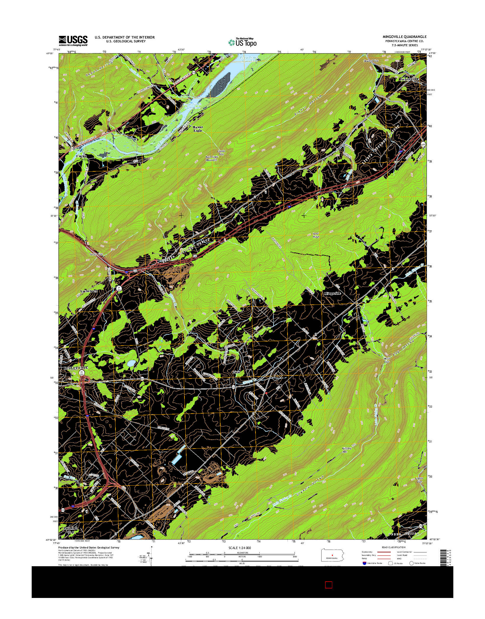 USGS US TOPO 7.5-MINUTE MAP FOR MINGOVILLE, PA 2016