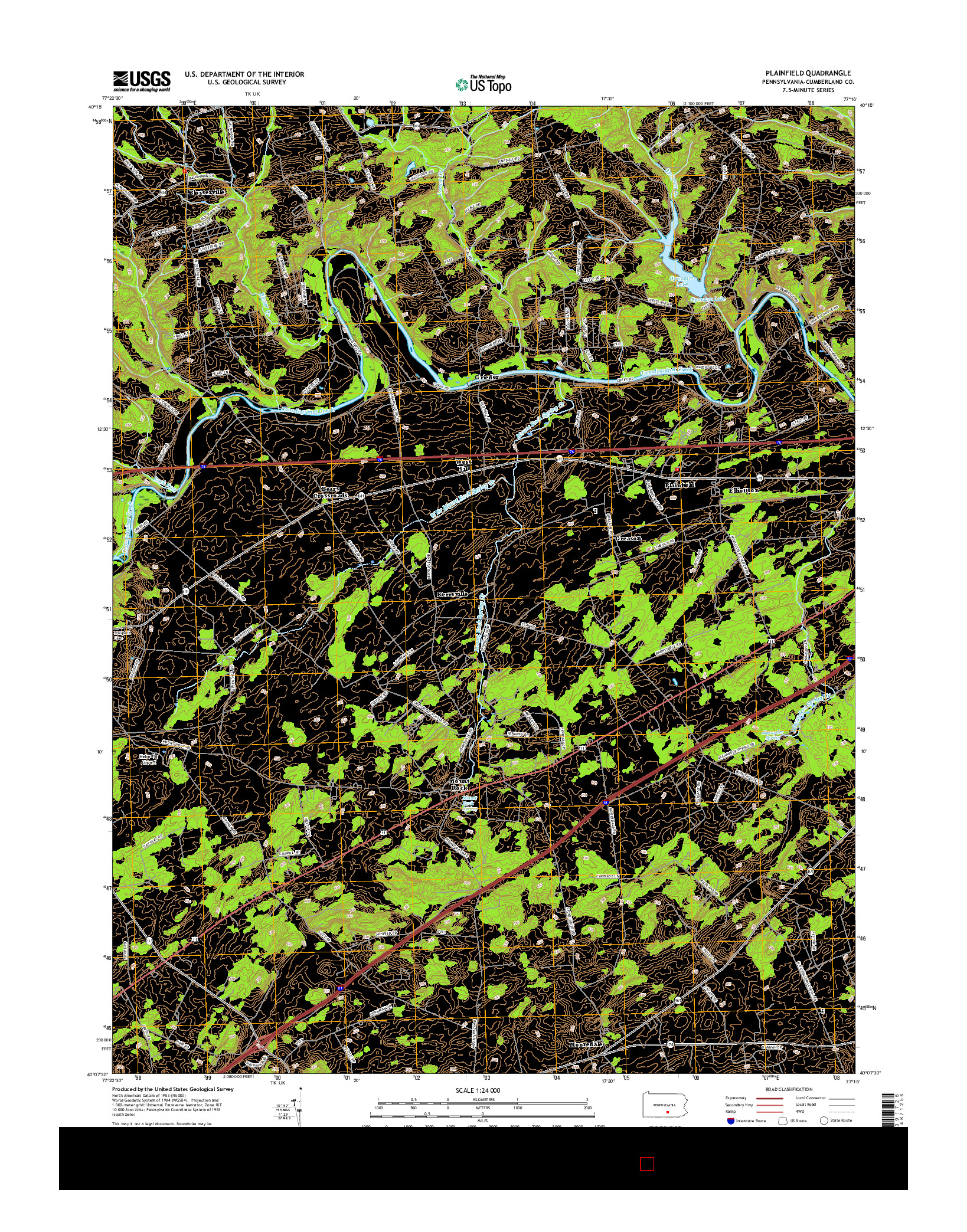 USGS US TOPO 7.5-MINUTE MAP FOR PLAINFIELD, PA 2016