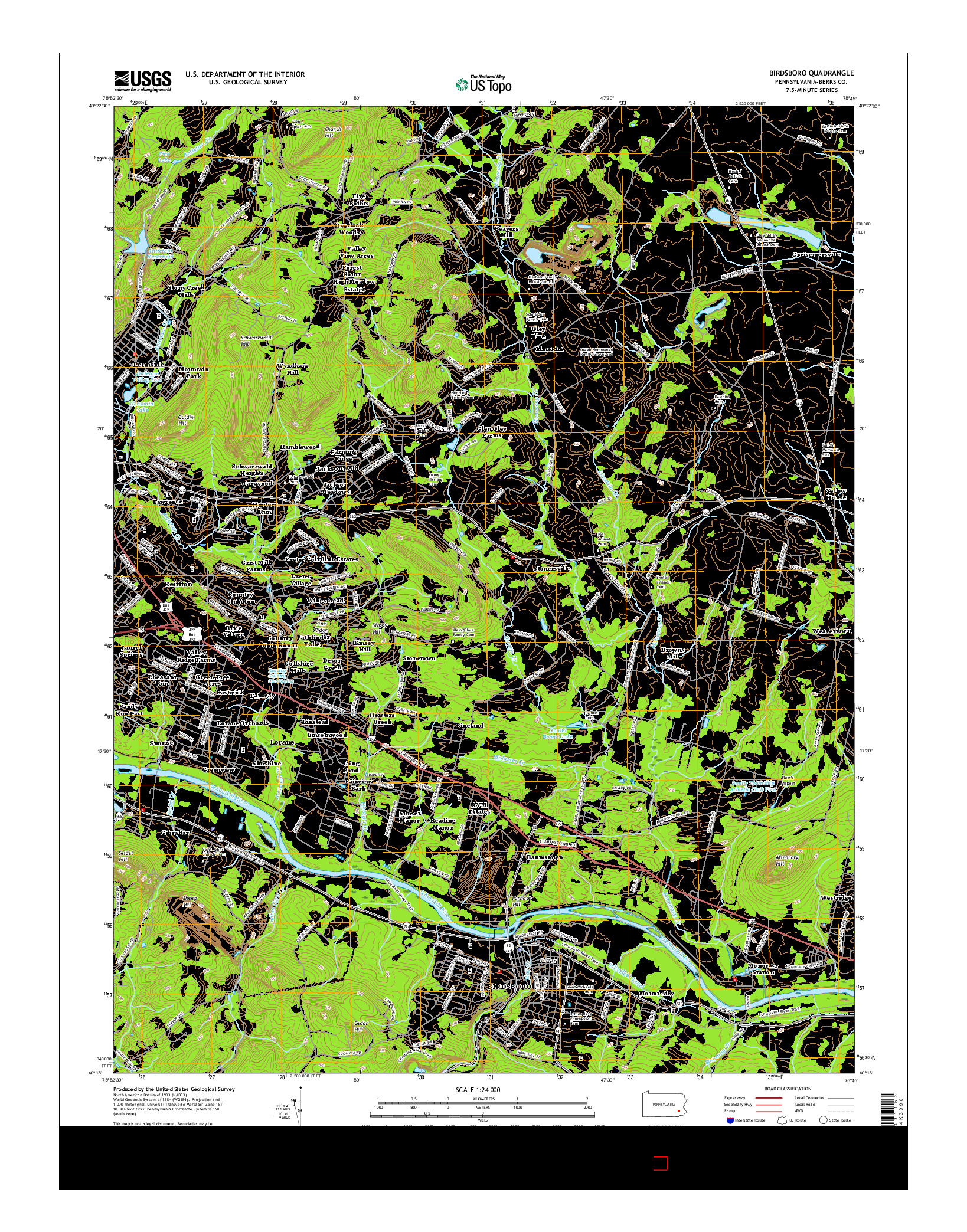 USGS US TOPO 7.5-MINUTE MAP FOR BIRDSBORO, PA 2016