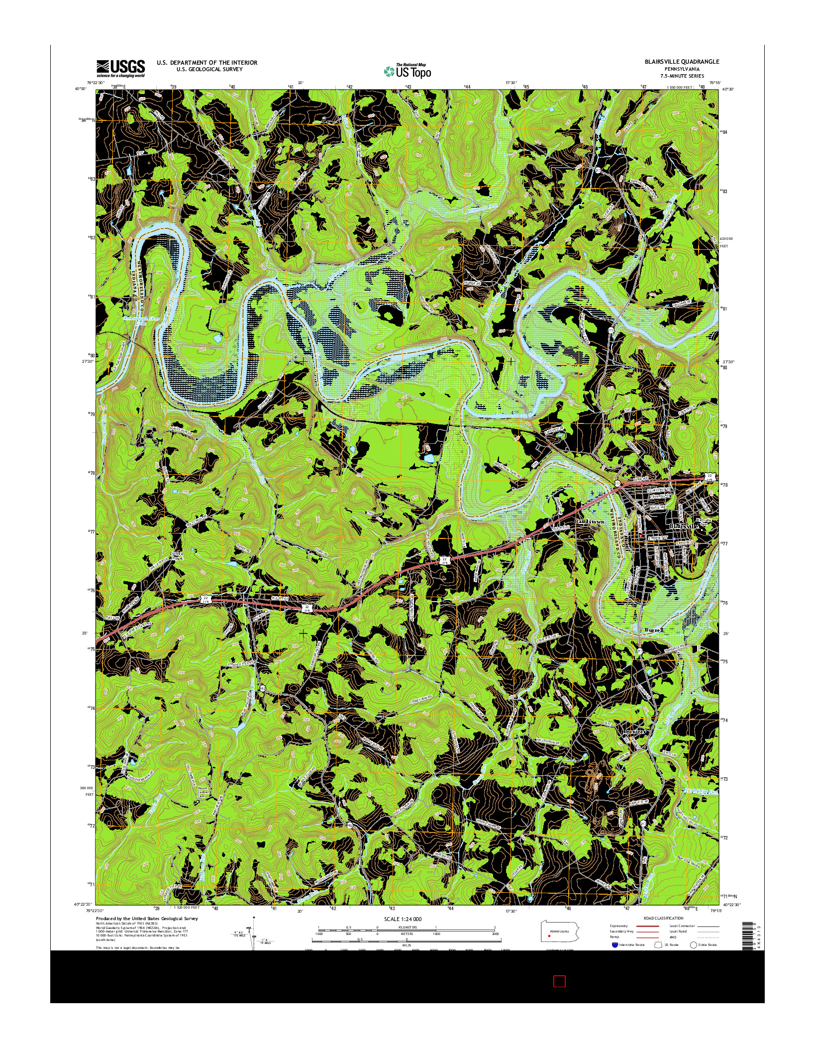 USGS US TOPO 7.5-MINUTE MAP FOR BLAIRSVILLE, PA 2016