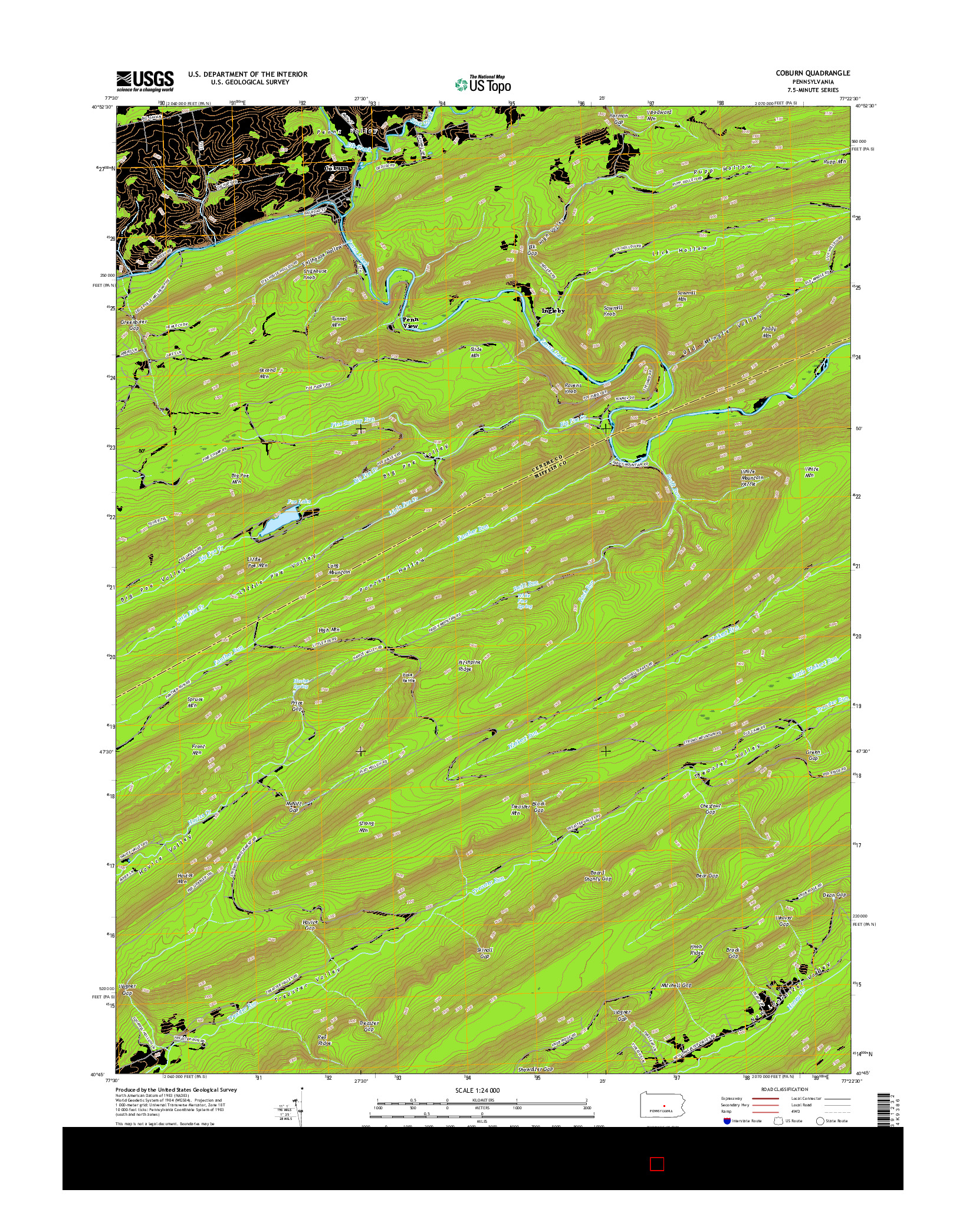 USGS US TOPO 7.5-MINUTE MAP FOR COBURN, PA 2016