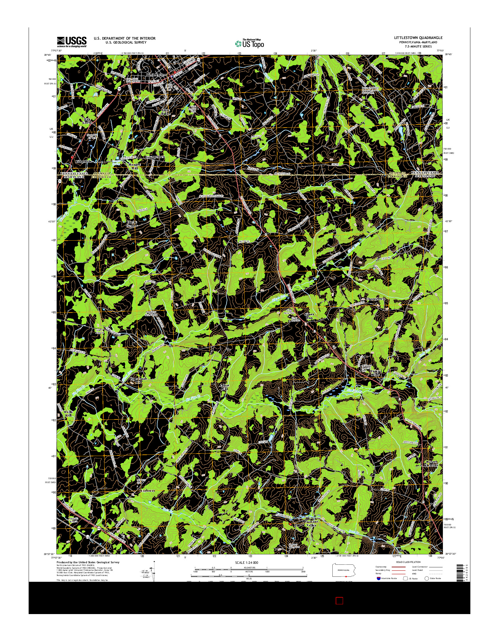 USGS US TOPO 7.5-MINUTE MAP FOR LITTLESTOWN, PA-MD 2016