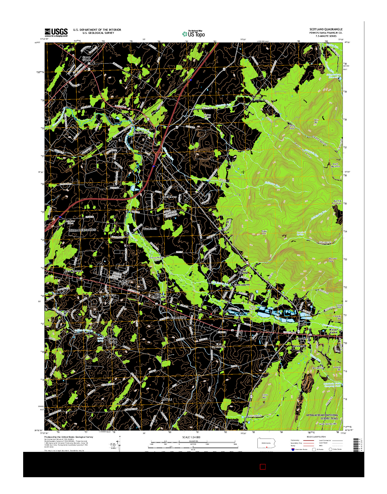 USGS US TOPO 7.5-MINUTE MAP FOR SCOTLAND, PA 2016