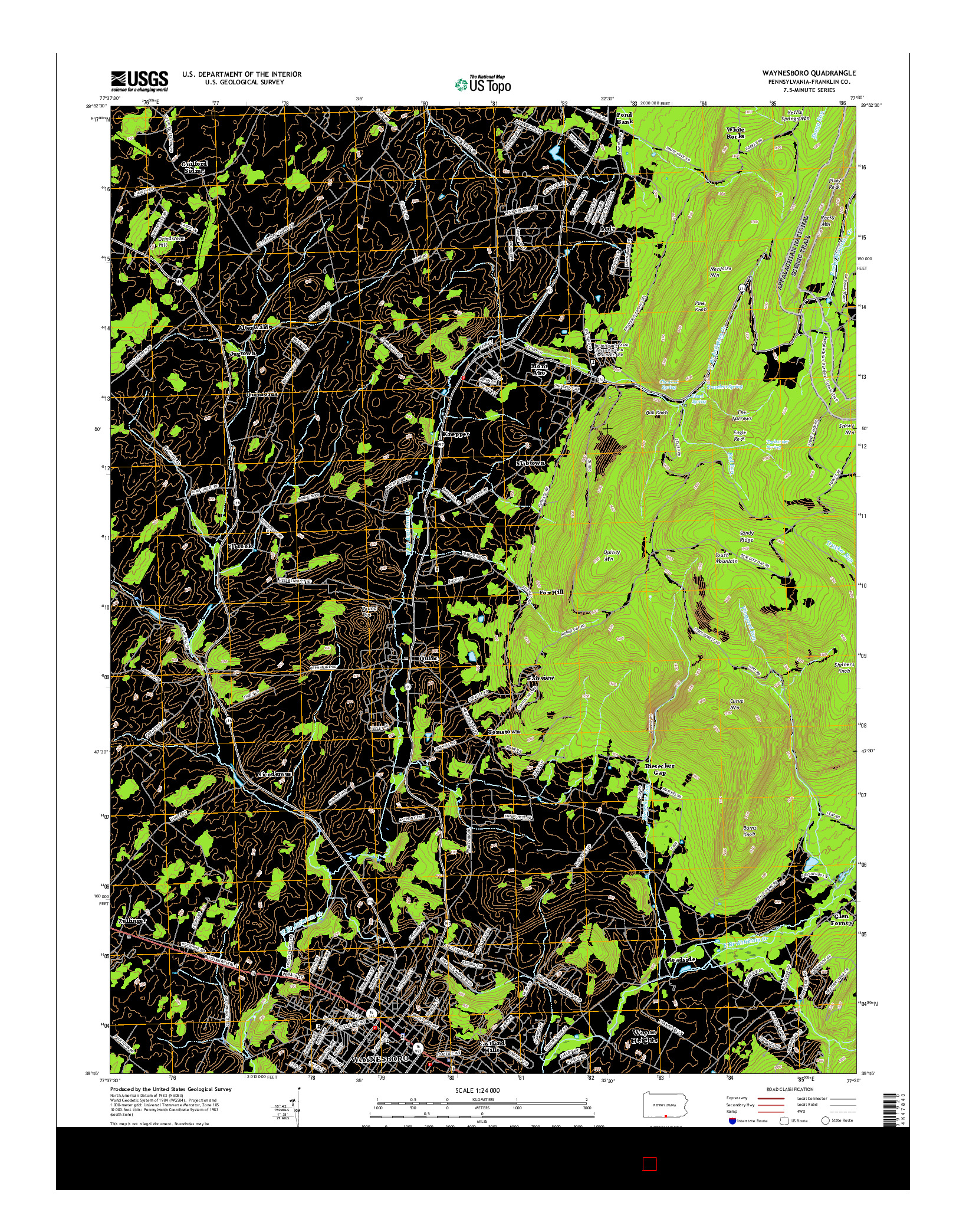 USGS US TOPO 7.5-MINUTE MAP FOR WAYNESBORO, PA 2016