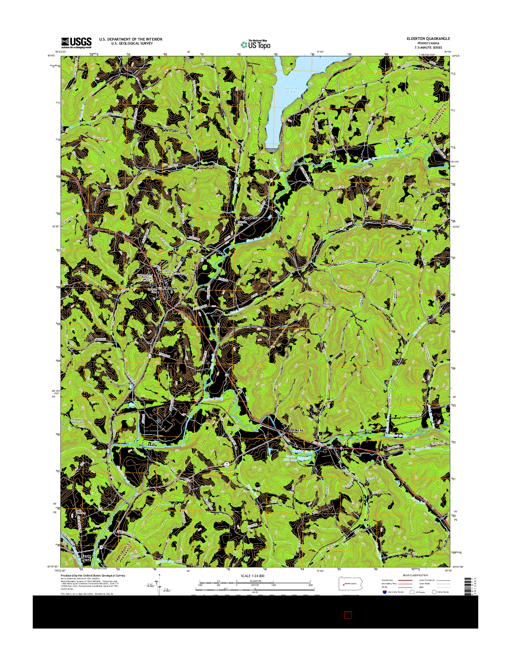 USGS US TOPO 7.5-MINUTE MAP FOR ELDERTON, PA 2016