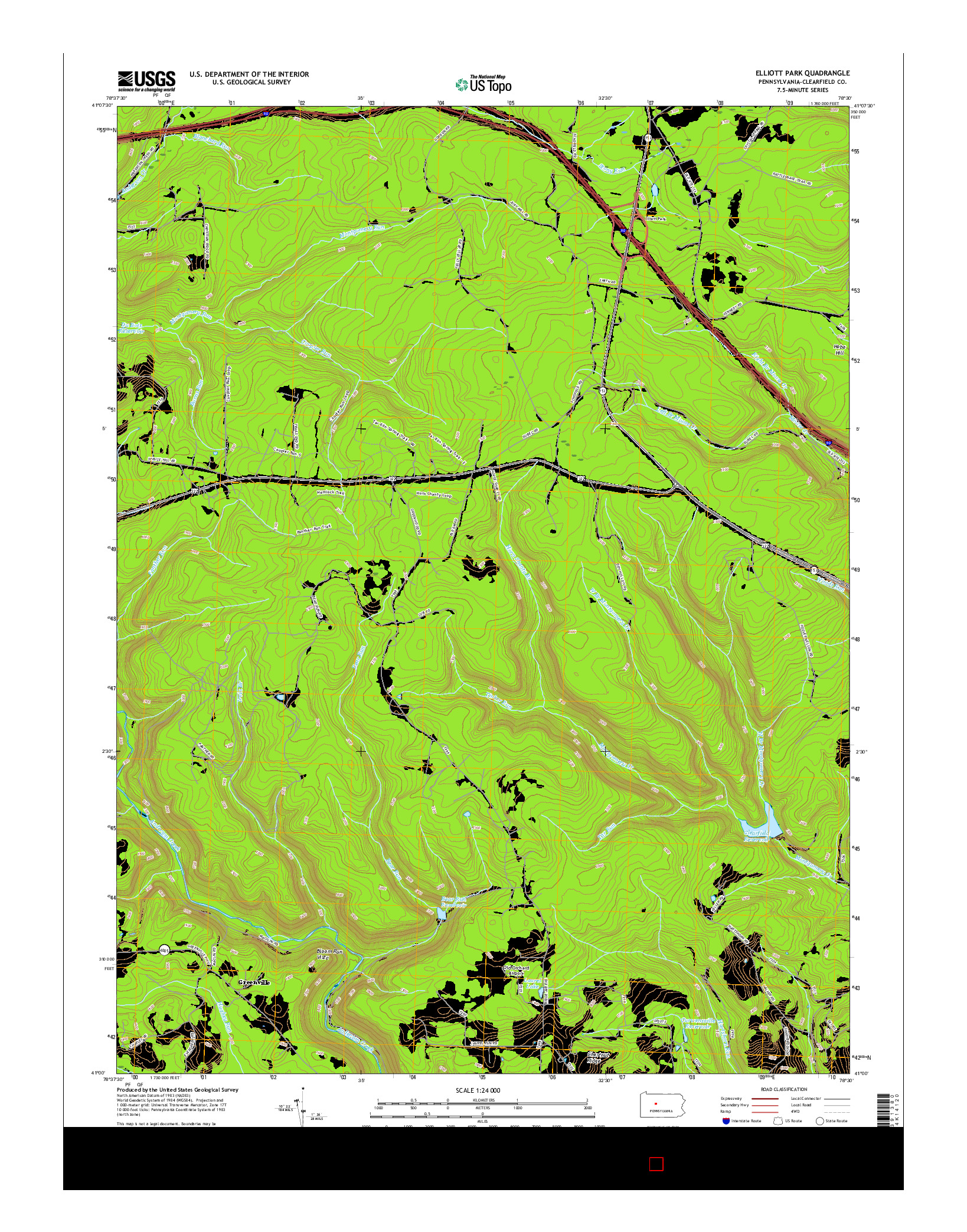 USGS US TOPO 7.5-MINUTE MAP FOR ELLIOTT PARK, PA 2016