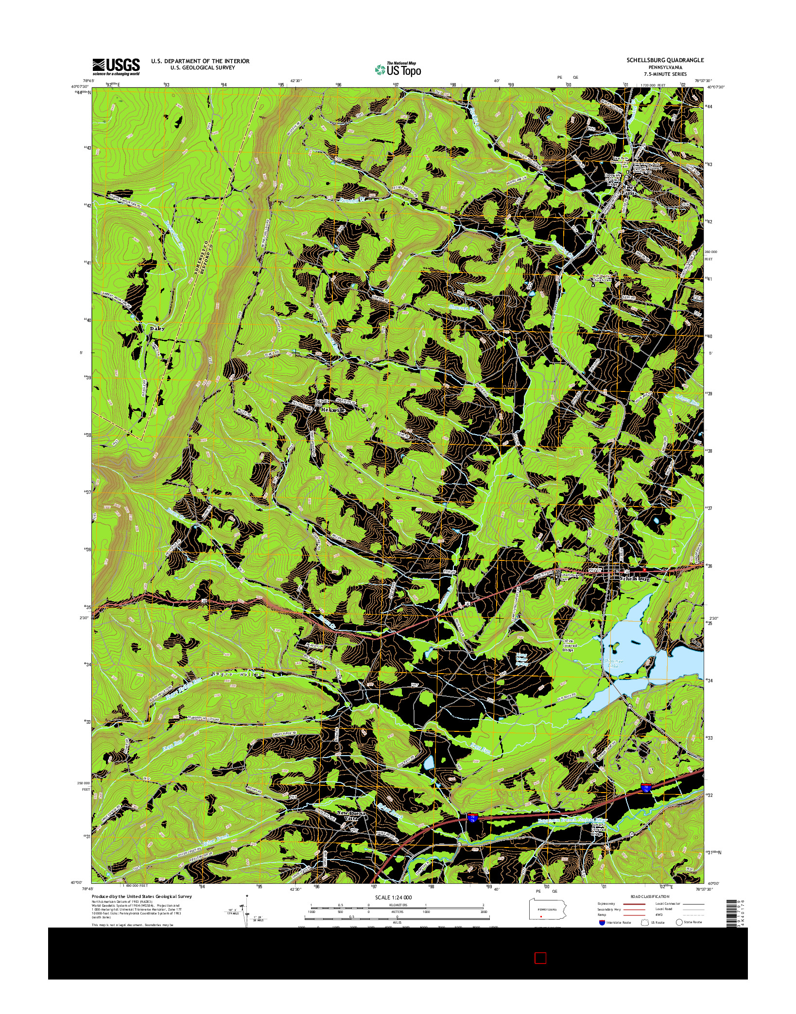 USGS US TOPO 7.5-MINUTE MAP FOR SCHELLSBURG, PA 2016