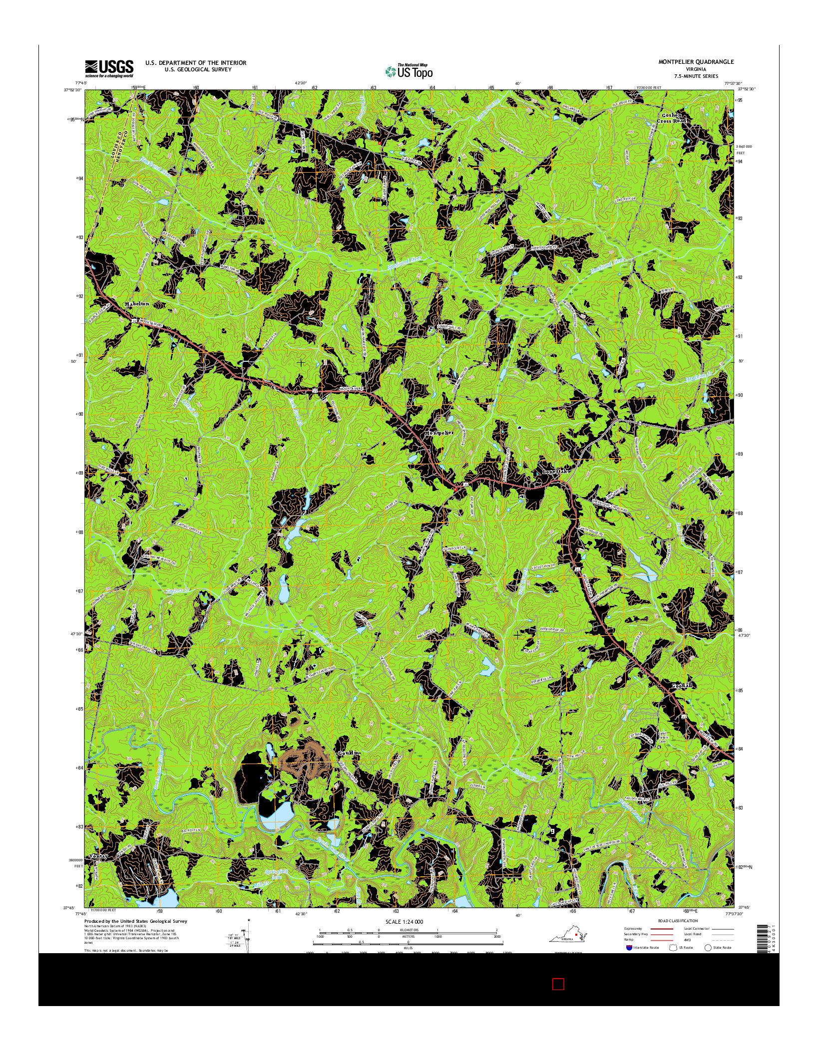 USGS US TOPO 7.5-MINUTE MAP FOR MONTPELIER, VA 2016