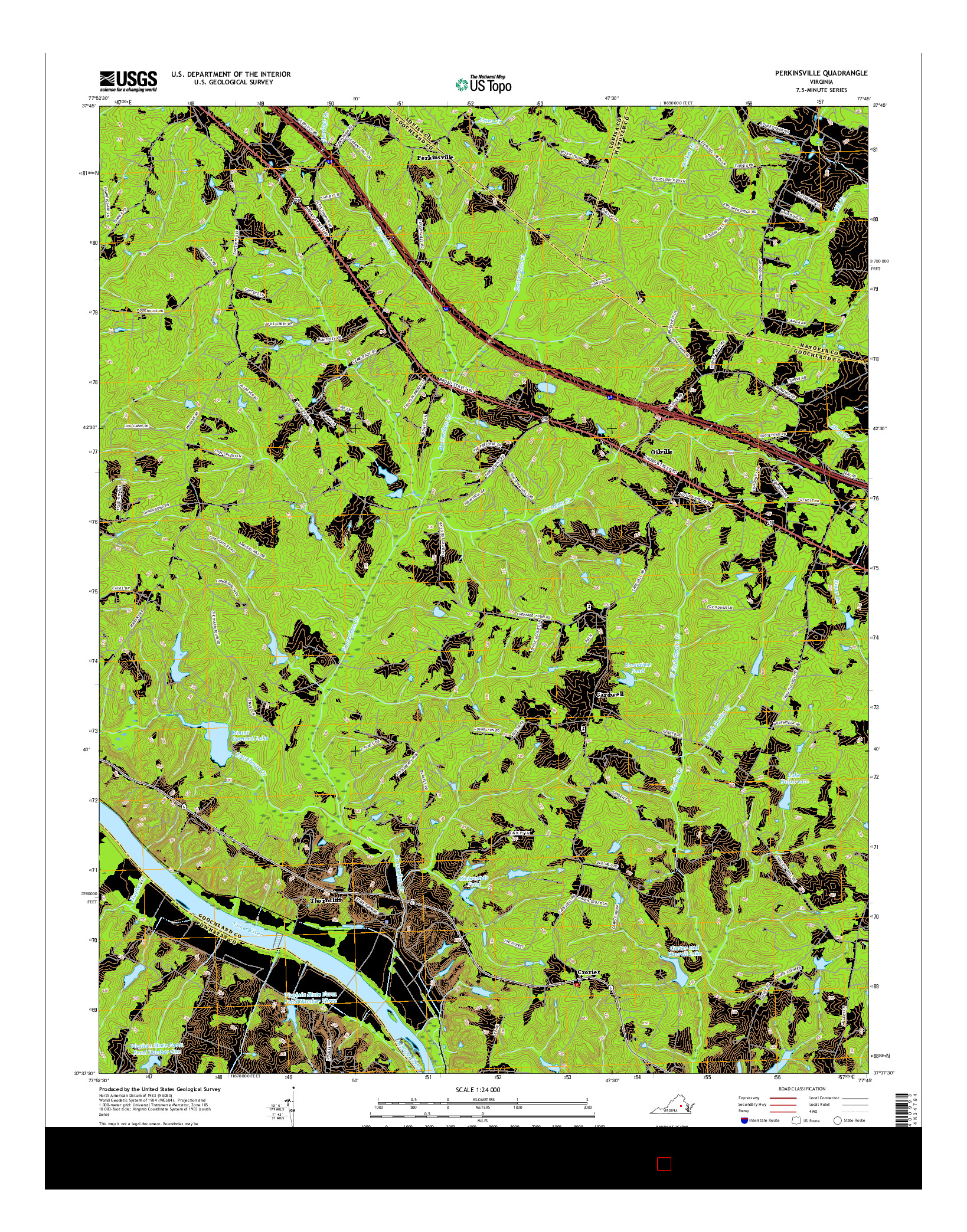 USGS US TOPO 7.5-MINUTE MAP FOR PERKINSVILLE, VA 2016