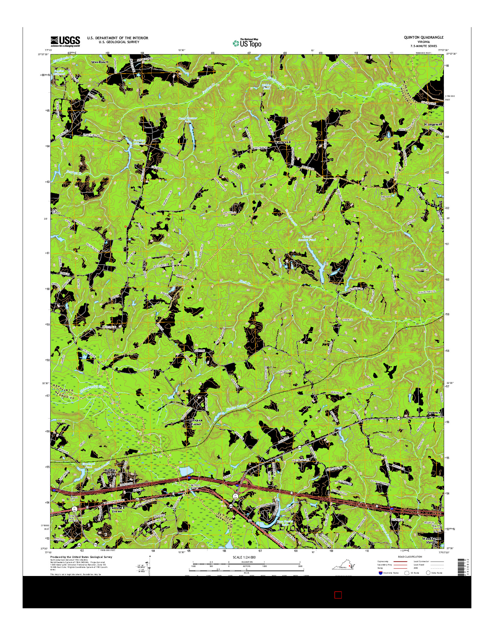 USGS US TOPO 7.5-MINUTE MAP FOR QUINTON, VA 2016