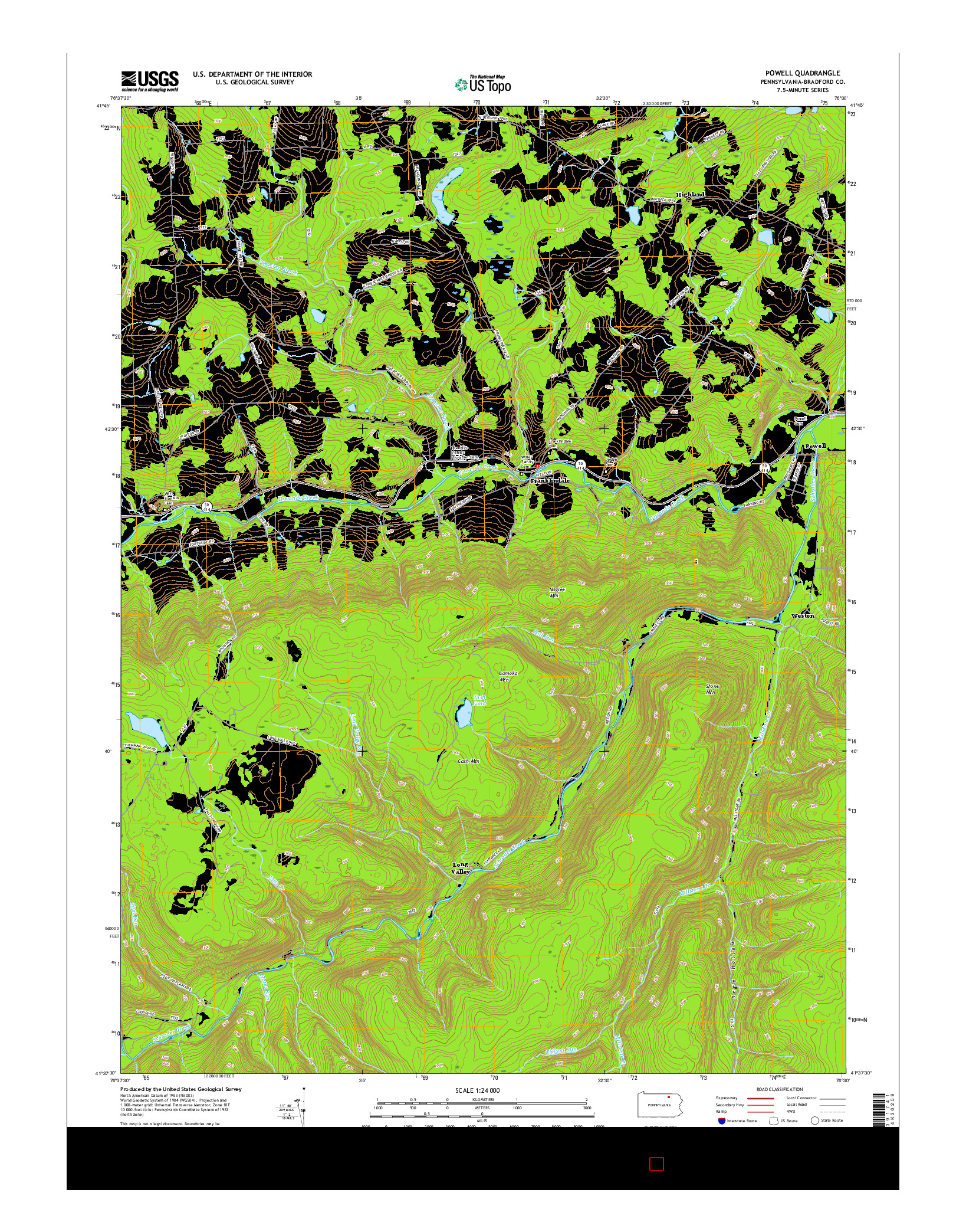 USGS US TOPO 7.5-MINUTE MAP FOR POWELL, PA 2016