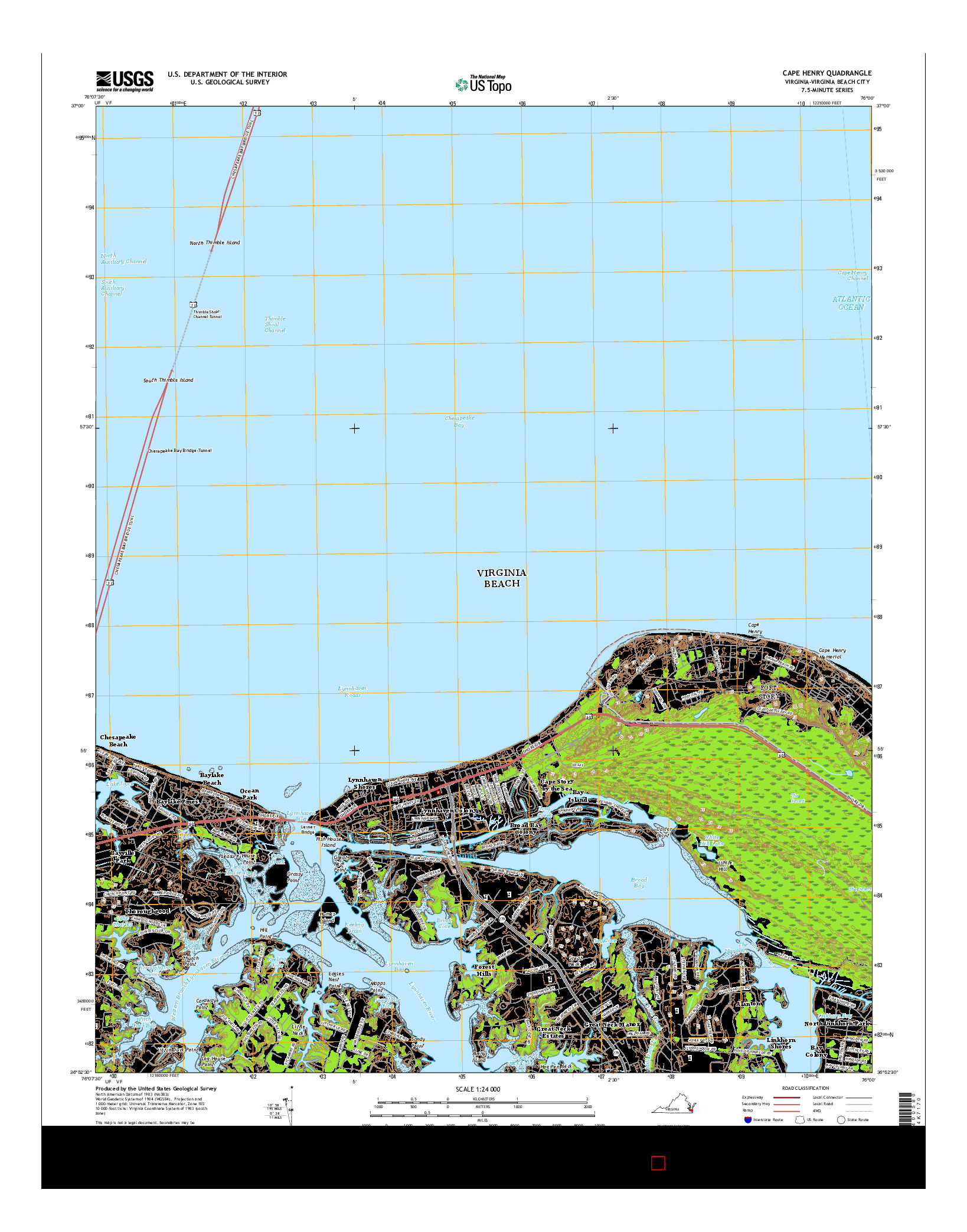 USGS US TOPO 7.5-MINUTE MAP FOR CAPE HENRY, VA 2016