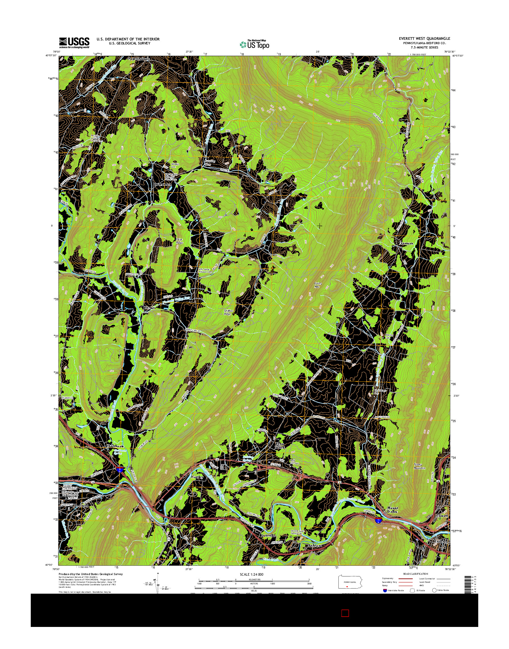 USGS US TOPO 7.5-MINUTE MAP FOR EVERETT WEST, PA 2016