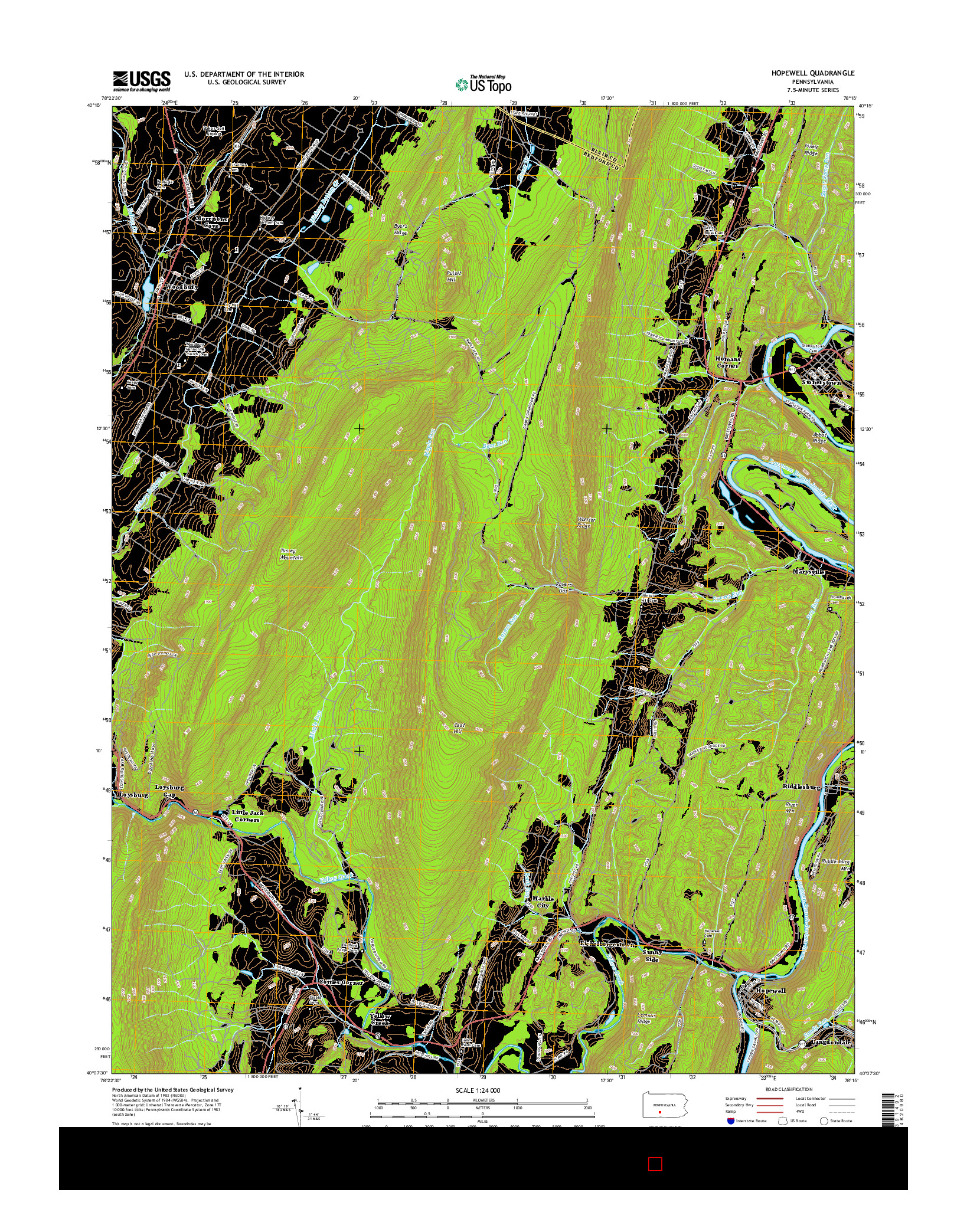 USGS US TOPO 7.5-MINUTE MAP FOR HOPEWELL, PA 2016