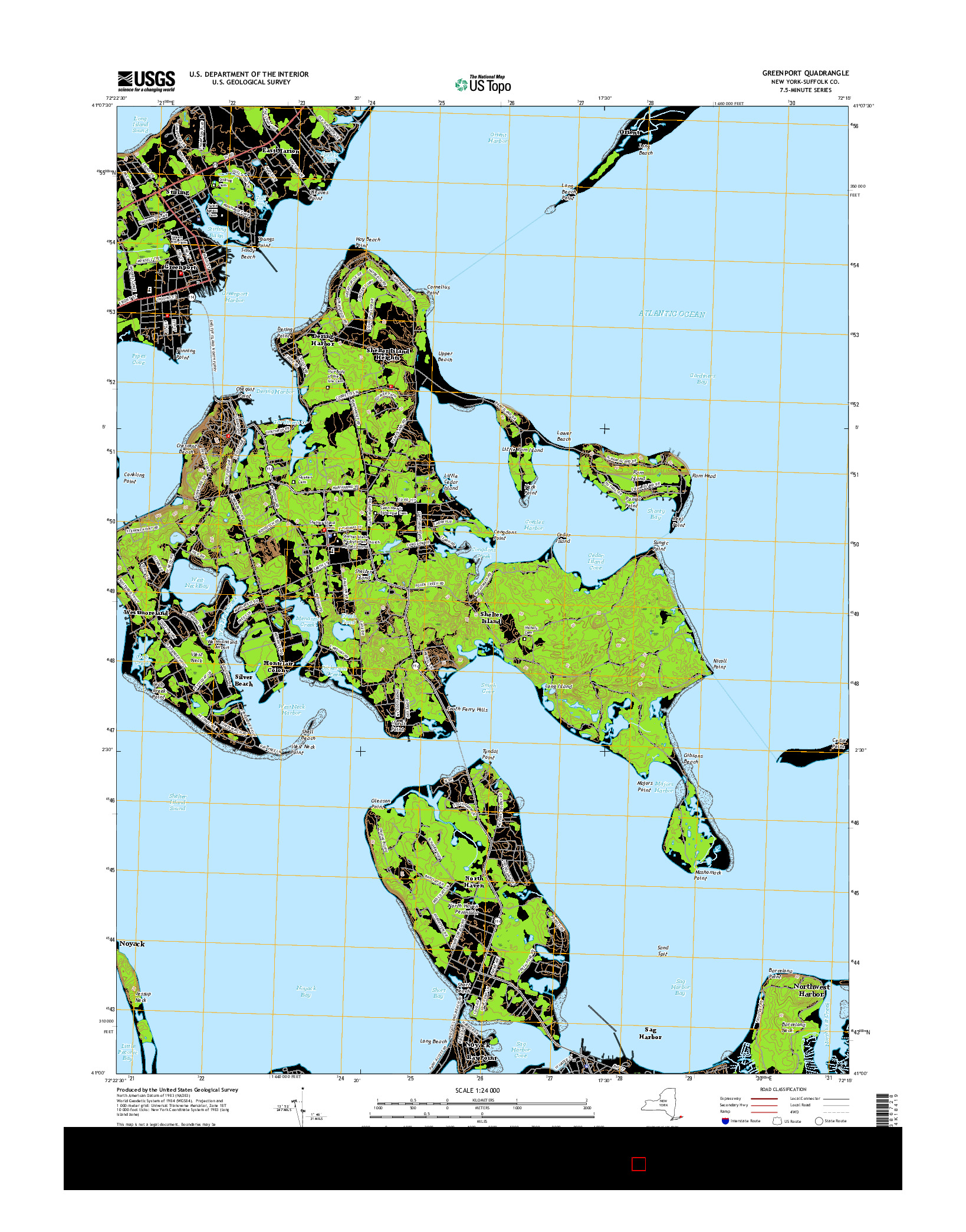 USGS US TOPO 7.5-MINUTE MAP FOR GREENPORT, NY 2016