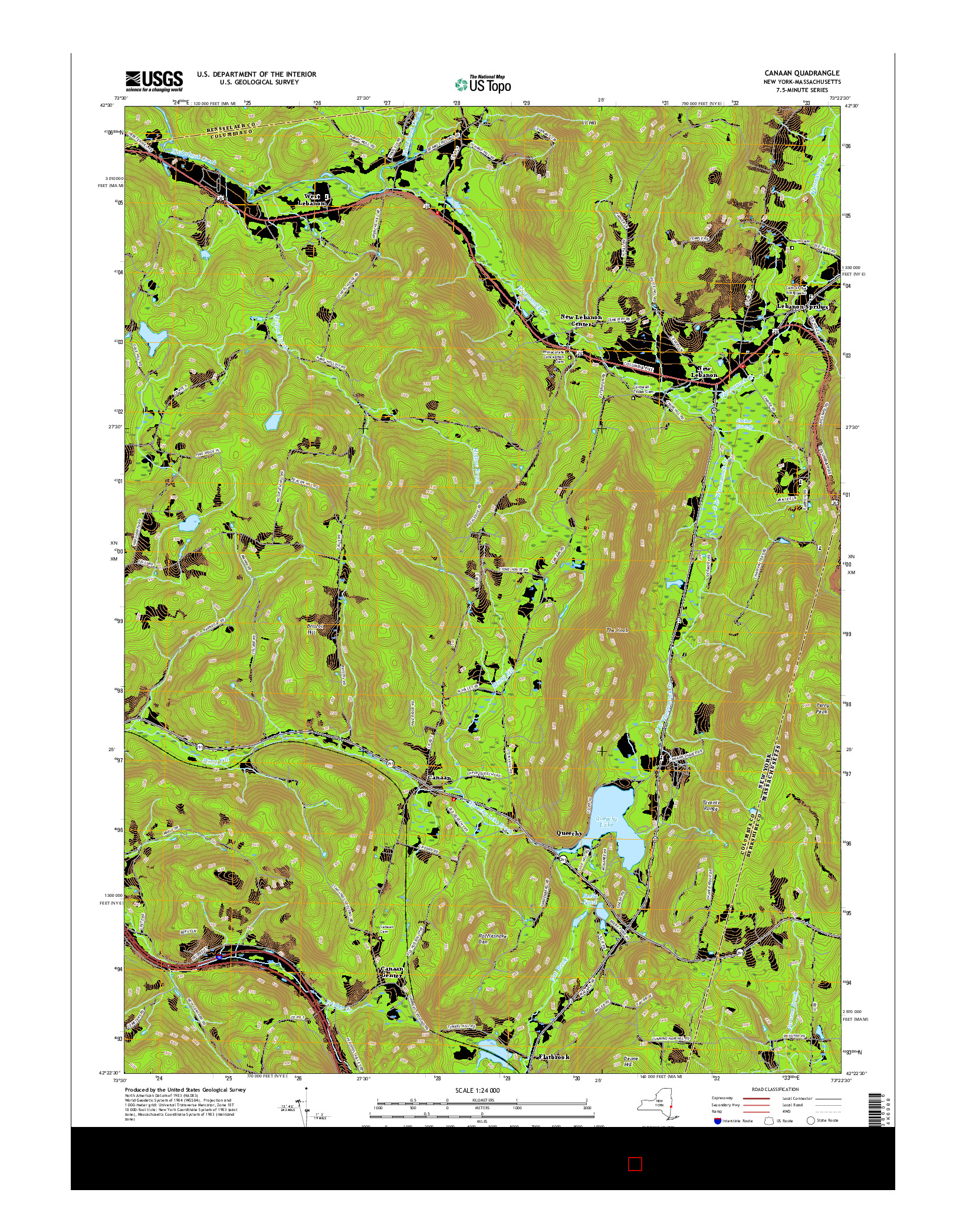 USGS US TOPO 7.5-MINUTE MAP FOR CANAAN, NY-MA 2016