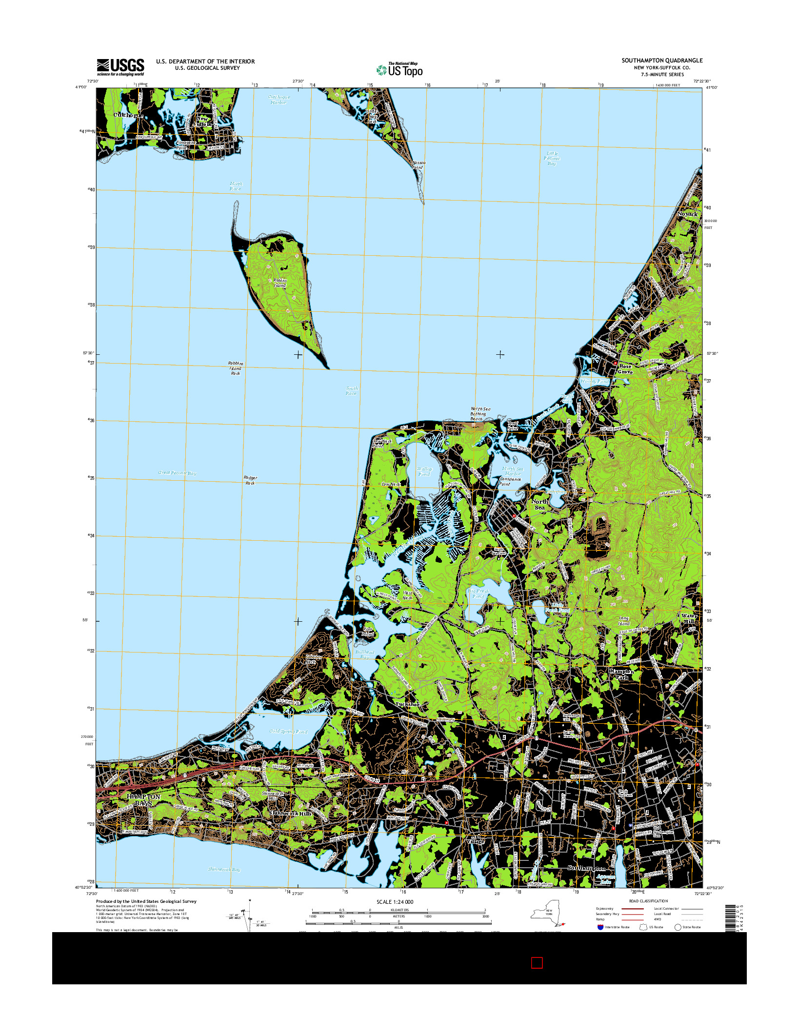 USGS US TOPO 7.5-MINUTE MAP FOR SOUTHAMPTON, NY 2016