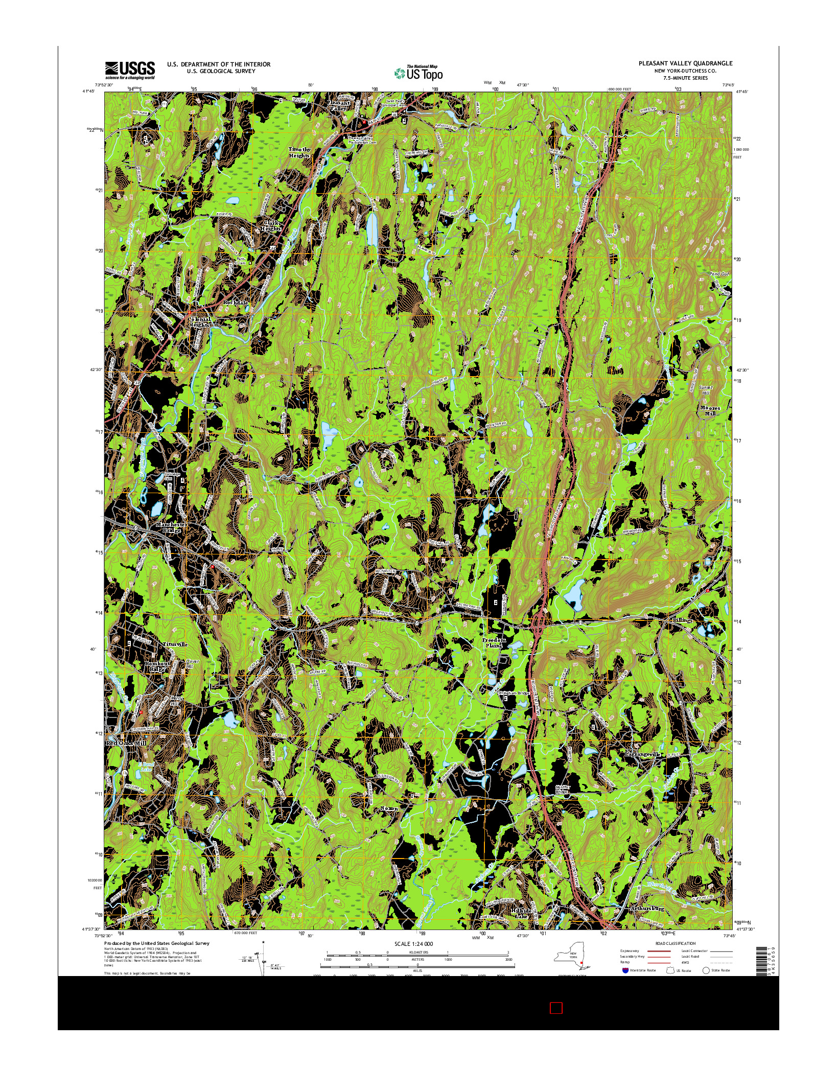 USGS US TOPO 7.5-MINUTE MAP FOR PLEASANT VALLEY, NY 2016