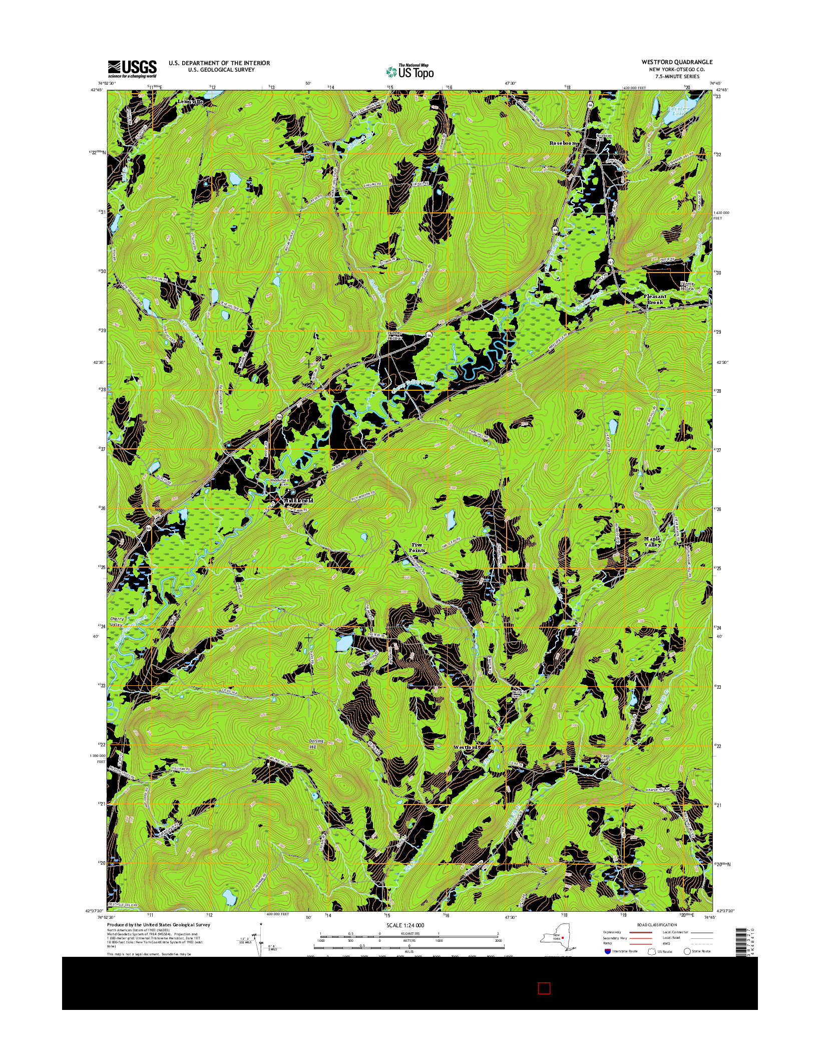 USGS US TOPO 7.5-MINUTE MAP FOR WESTFORD, NY 2016