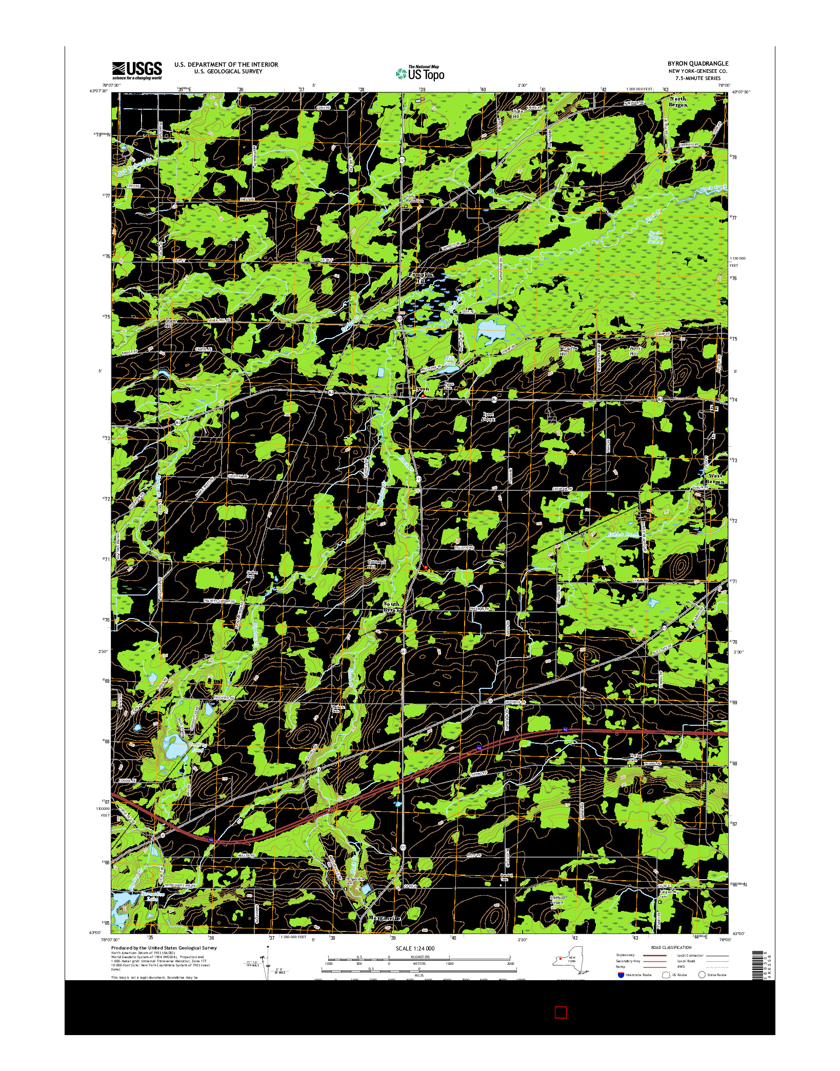 USGS US TOPO 7.5-MINUTE MAP FOR BYRON, NY 2016