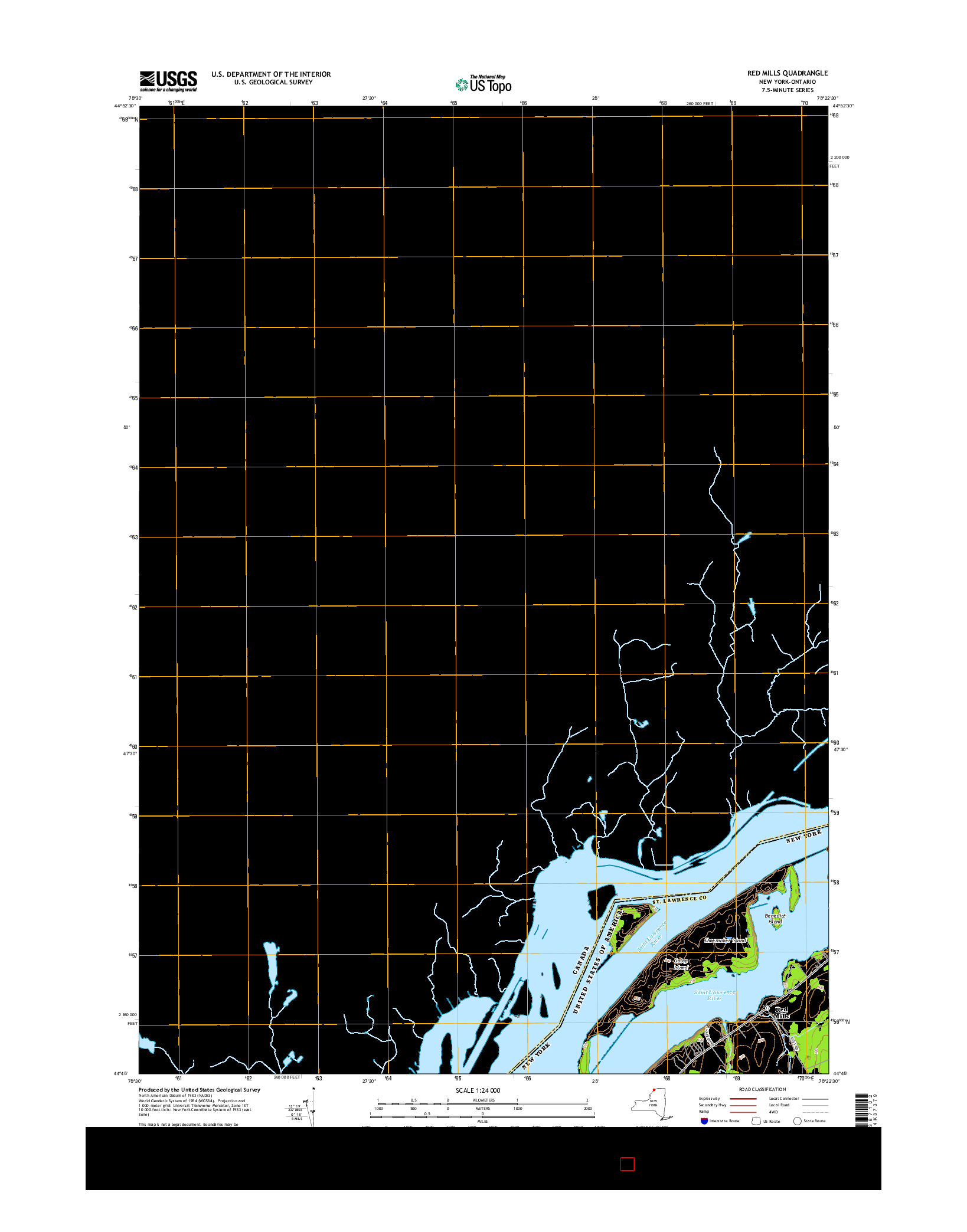 USGS US TOPO 7.5-MINUTE MAP FOR RED MILLS, NY-ON 2016