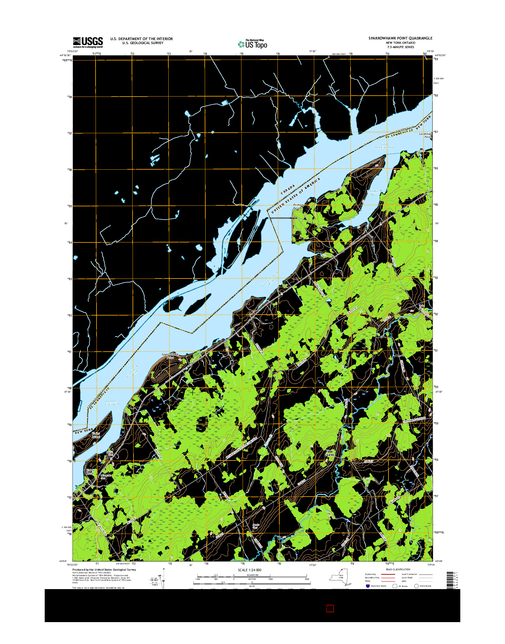 USGS US TOPO 7.5-MINUTE MAP FOR SPARROWHAWK POINT, NY-ON 2016