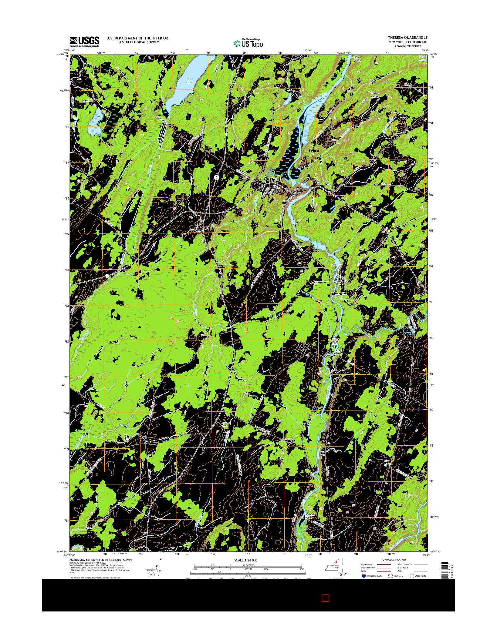 USGS US TOPO 7.5-MINUTE MAP FOR THERESA, NY 2016