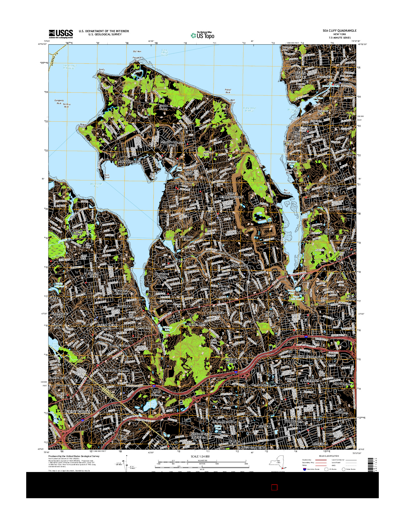 USGS US TOPO 7.5-MINUTE MAP FOR SEA CLIFF, NY 2016