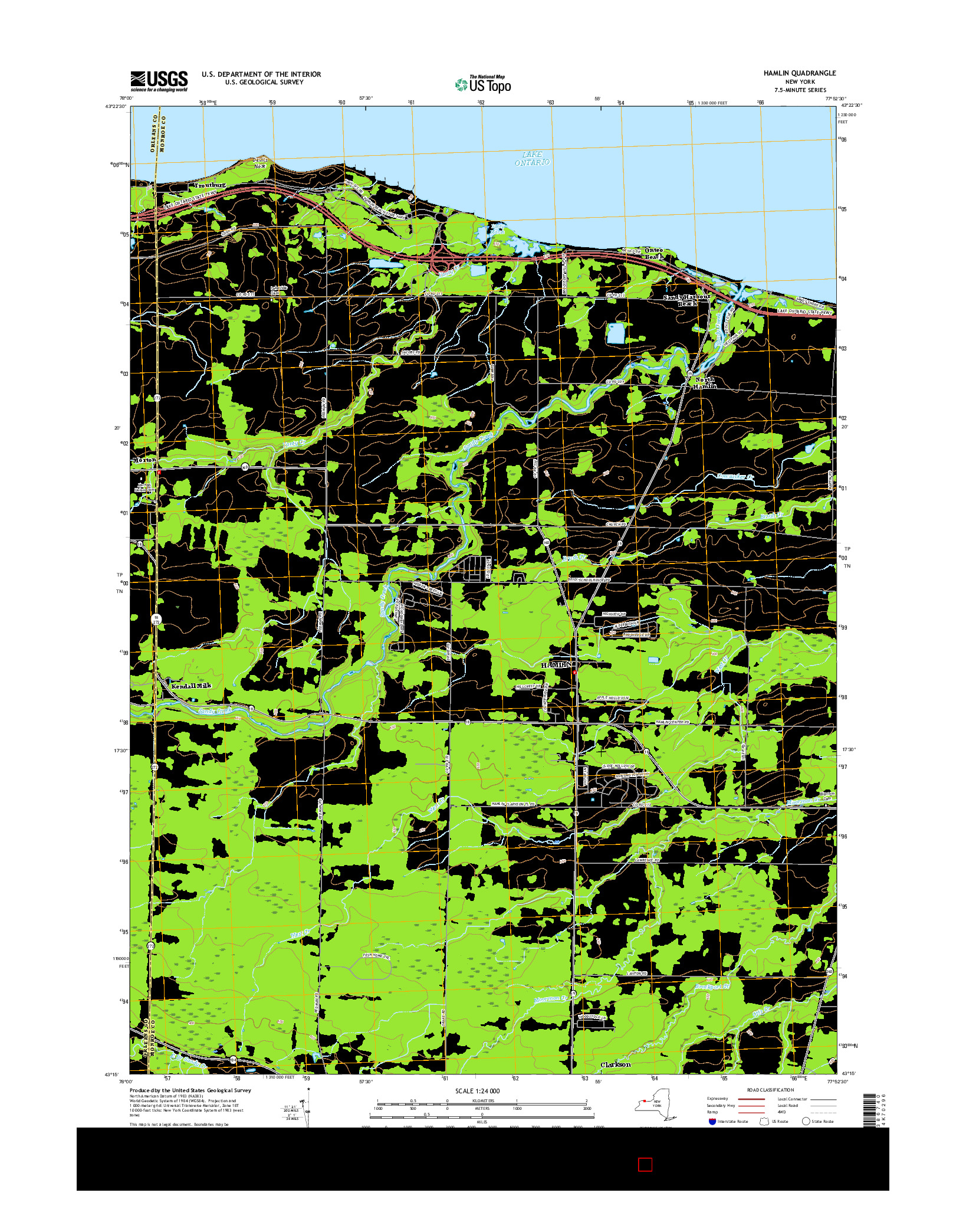 USGS US TOPO 7.5-MINUTE MAP FOR HAMLIN, NY 2016