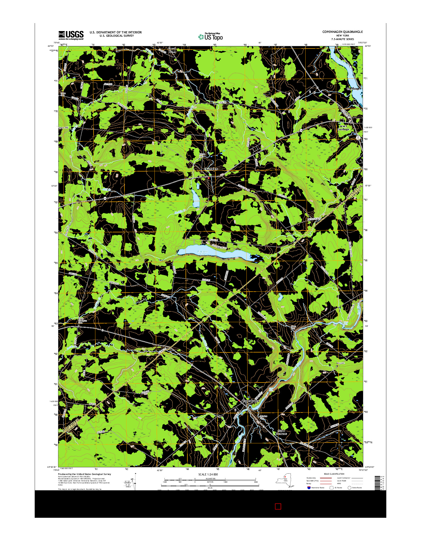 USGS US TOPO 7.5-MINUTE MAP FOR COPENHAGEN, NY 2016